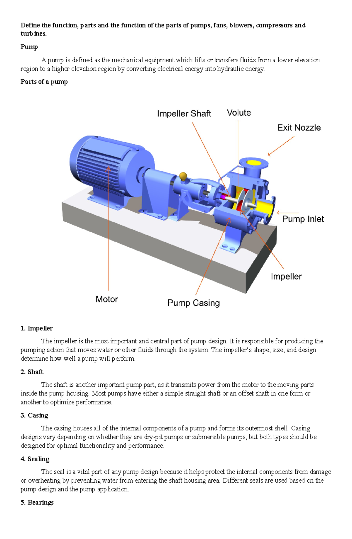 Define the function - Pump A pump is defined as the mechanical ...