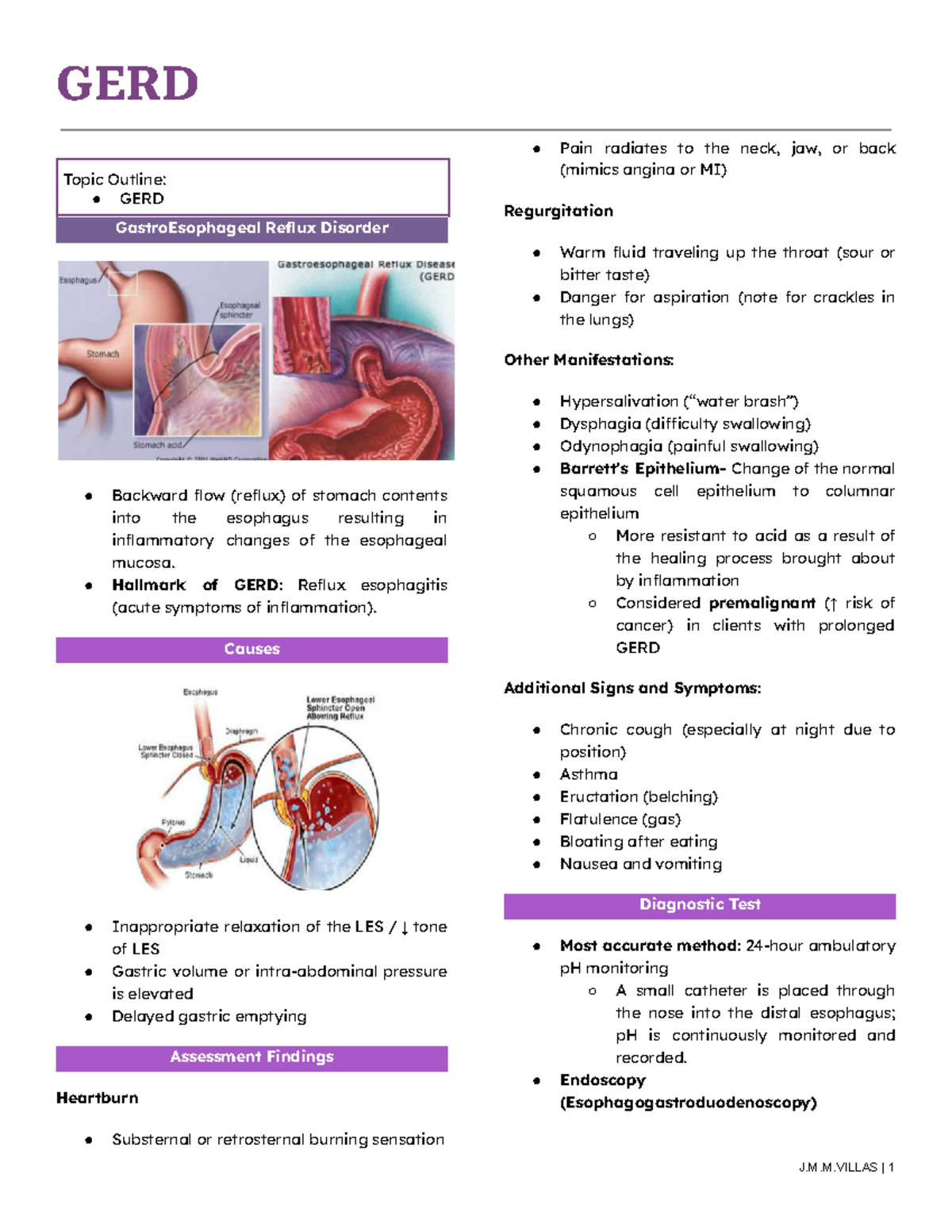 GERD Overview: Symptoms, Causes, and Diagnostic Tests - Studocu