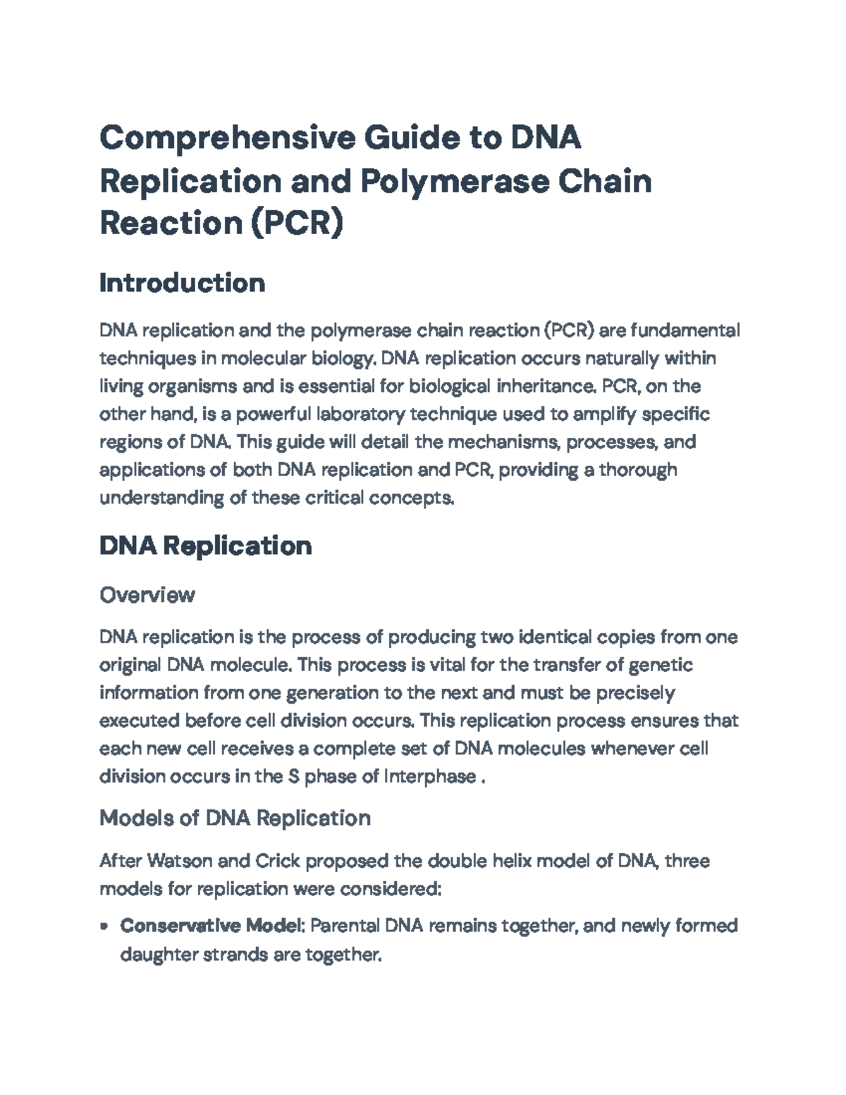 Comprehensive Guide to DNA Replication and PCR Techniques ...