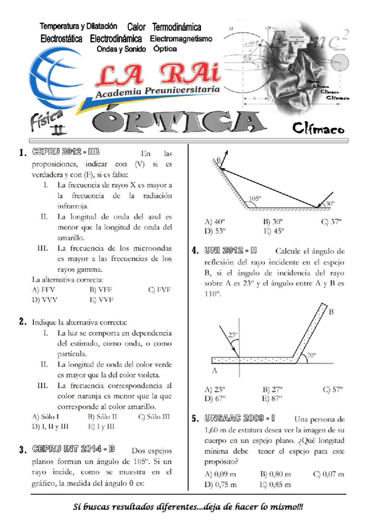 Óptica Rai - Ejercicios de Óptica para Fisica 3 y Problemas Resueltos - Document Preview