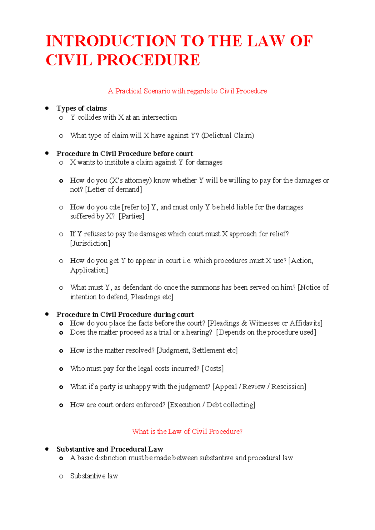 CIV302 Final Exam Notes: Introduction to Civil Procedure - Studocu