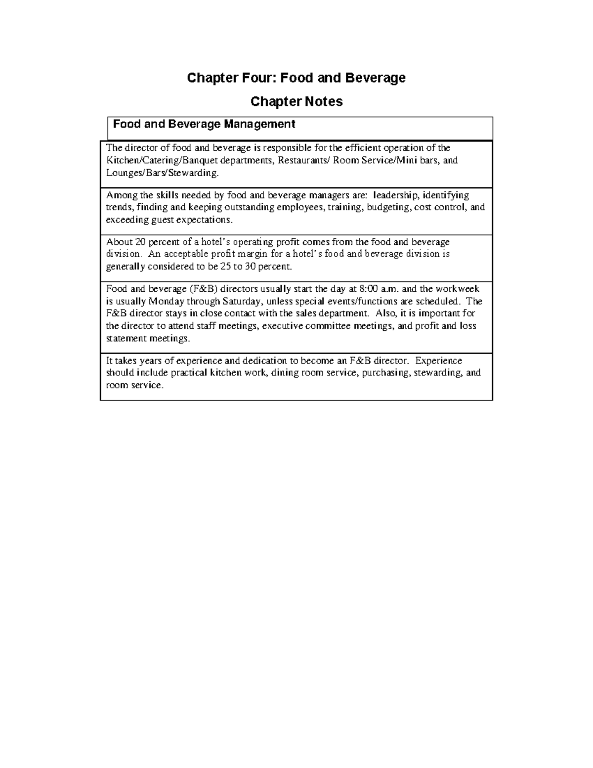 Food and Beverage Management (FBM) Chapter 4: Operations & Strategies ...