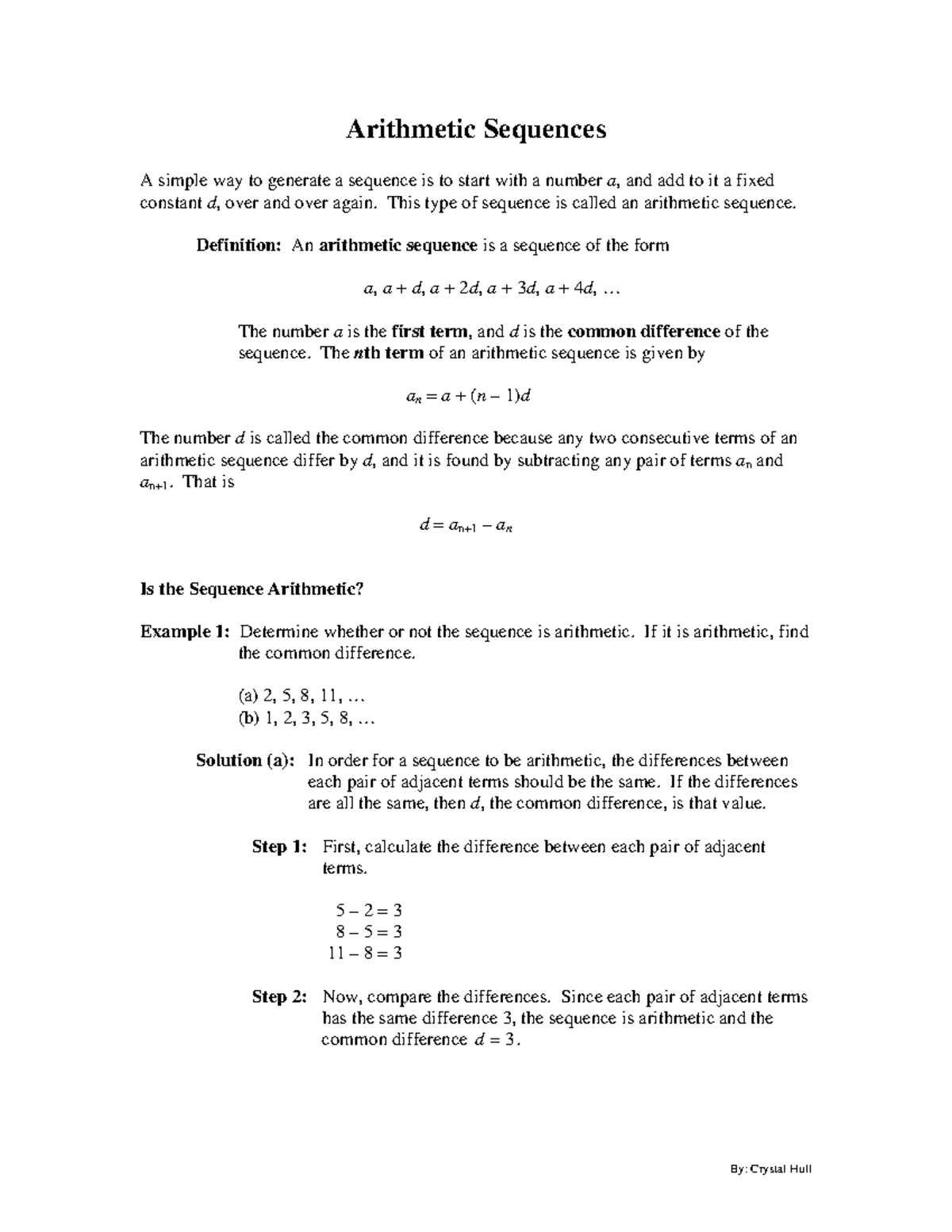 Math1314 - Arithmetic Sequences & Review of Key Concepts - Studocu