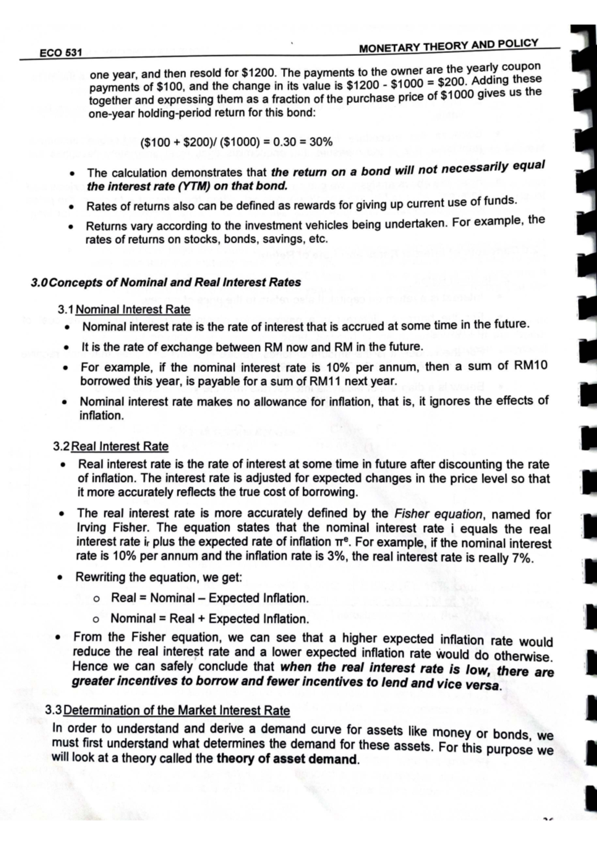ECO 531 MONETARY THEORY AND POLICY: Key Concepts and Analysis - Studocu