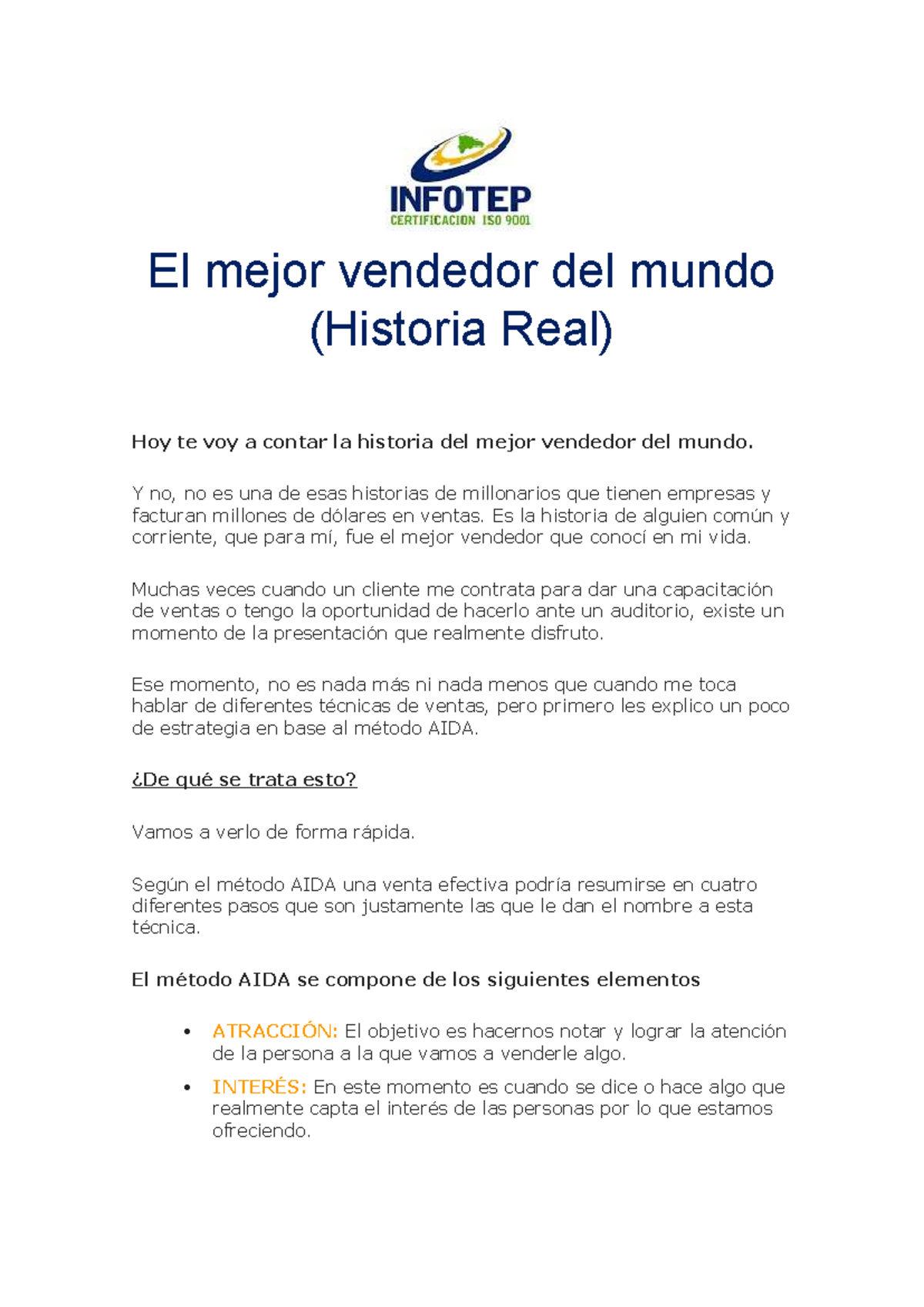 Actividad 1 módulo 5 - Ventas - El mejor vendedor del mundo (Historia ...