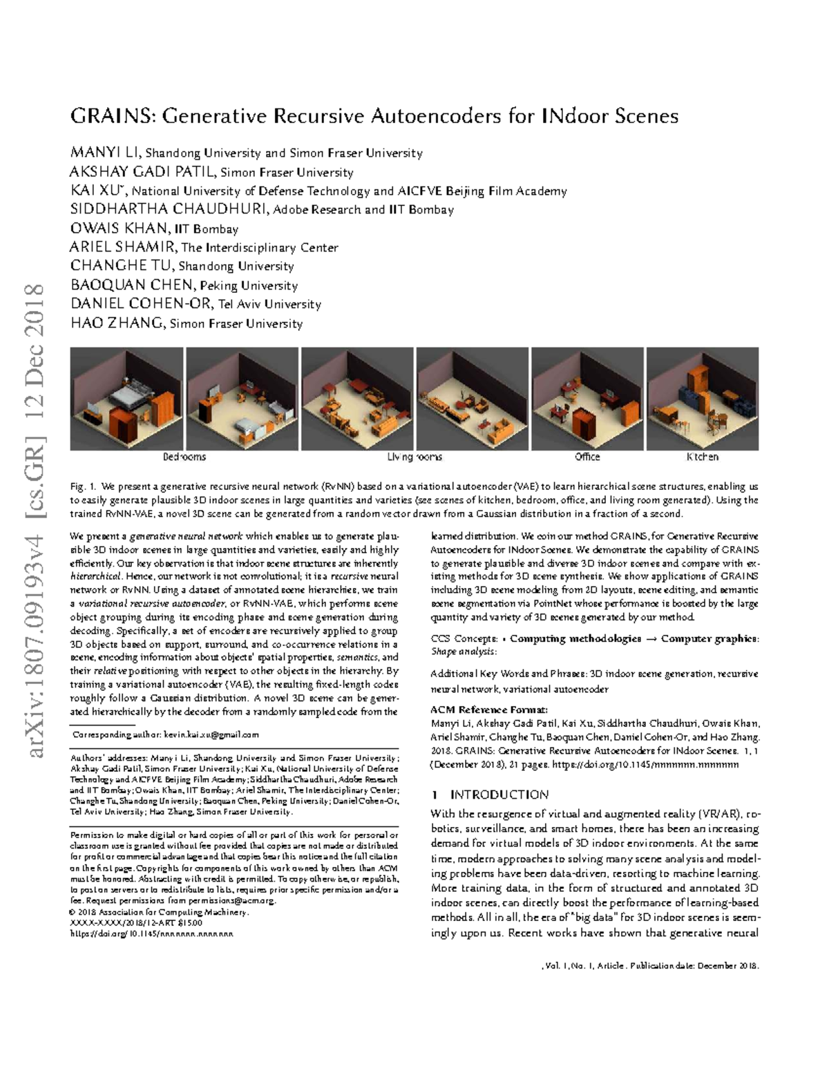 GRAINS: Generative Recursive Autoencoders for 3D Indoor Scene Modeling ...