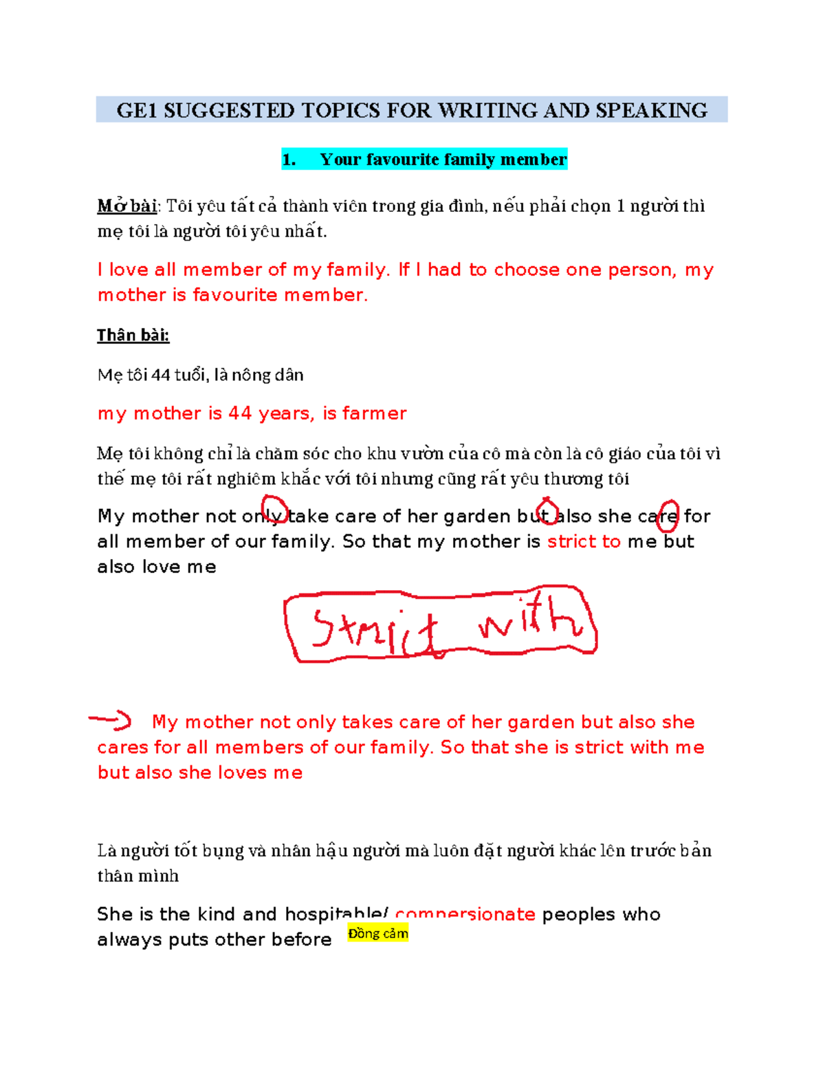 GE1 Writing and Speaking Suggested Topics for Practice - Studocu