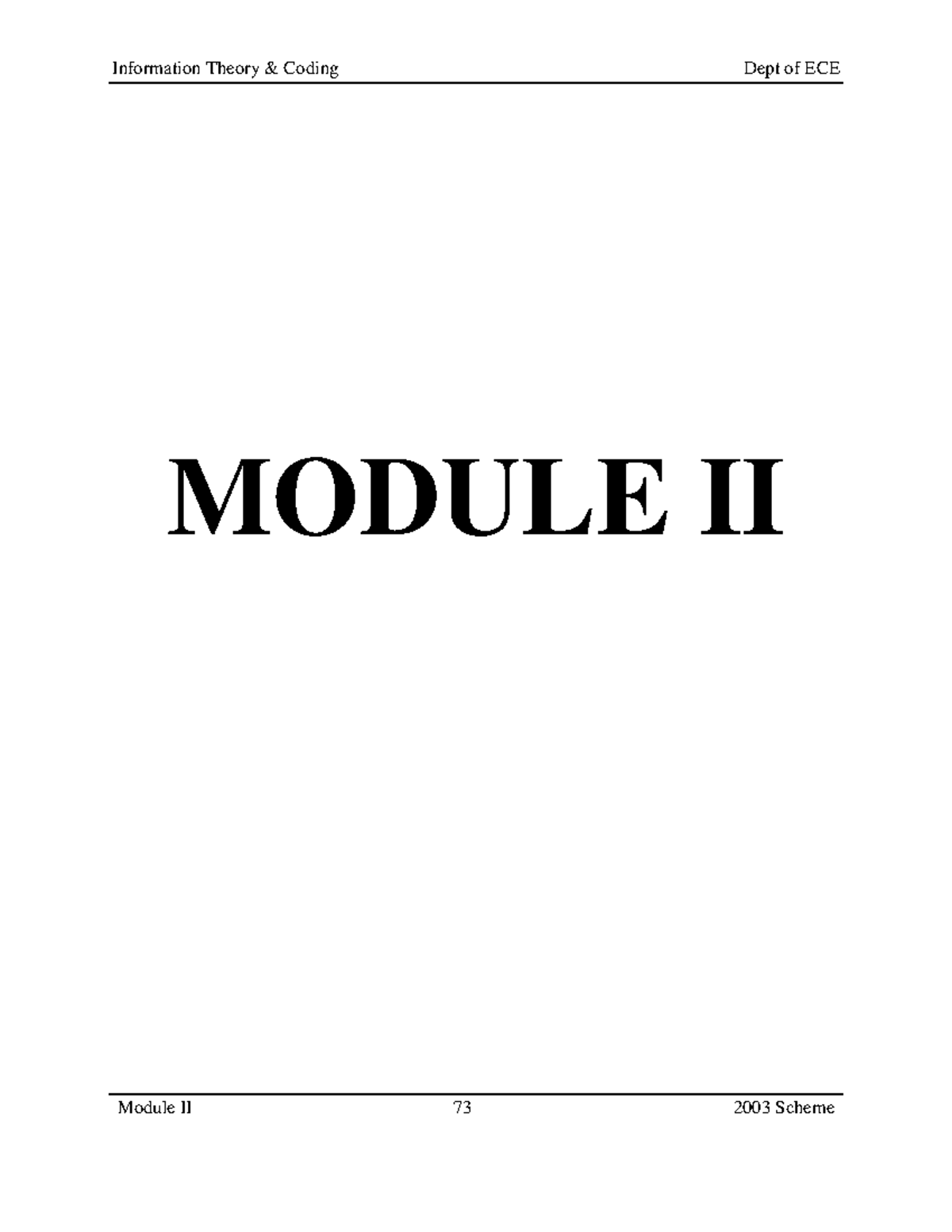 Information Theory Coding (ECE) - Module II Brief Notes on Error ...
