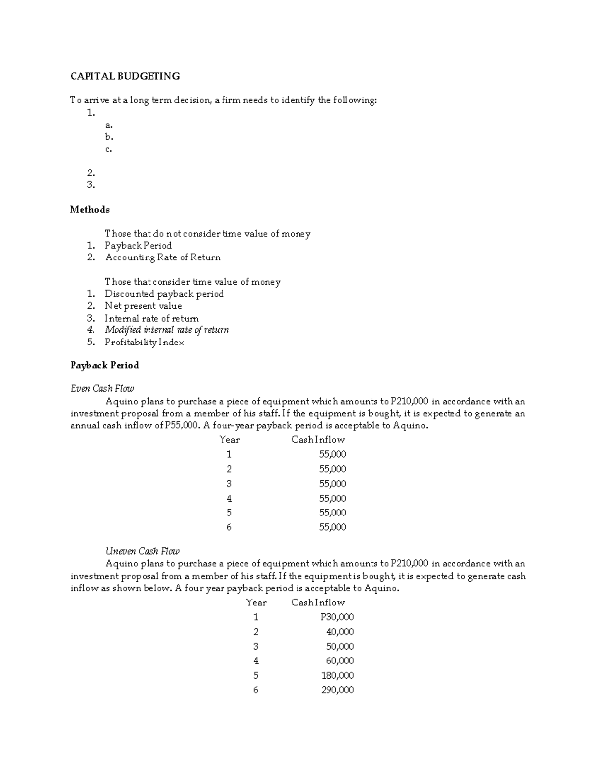 12 Capital Budgeting - Practice materials for MAS evaluation exams ...