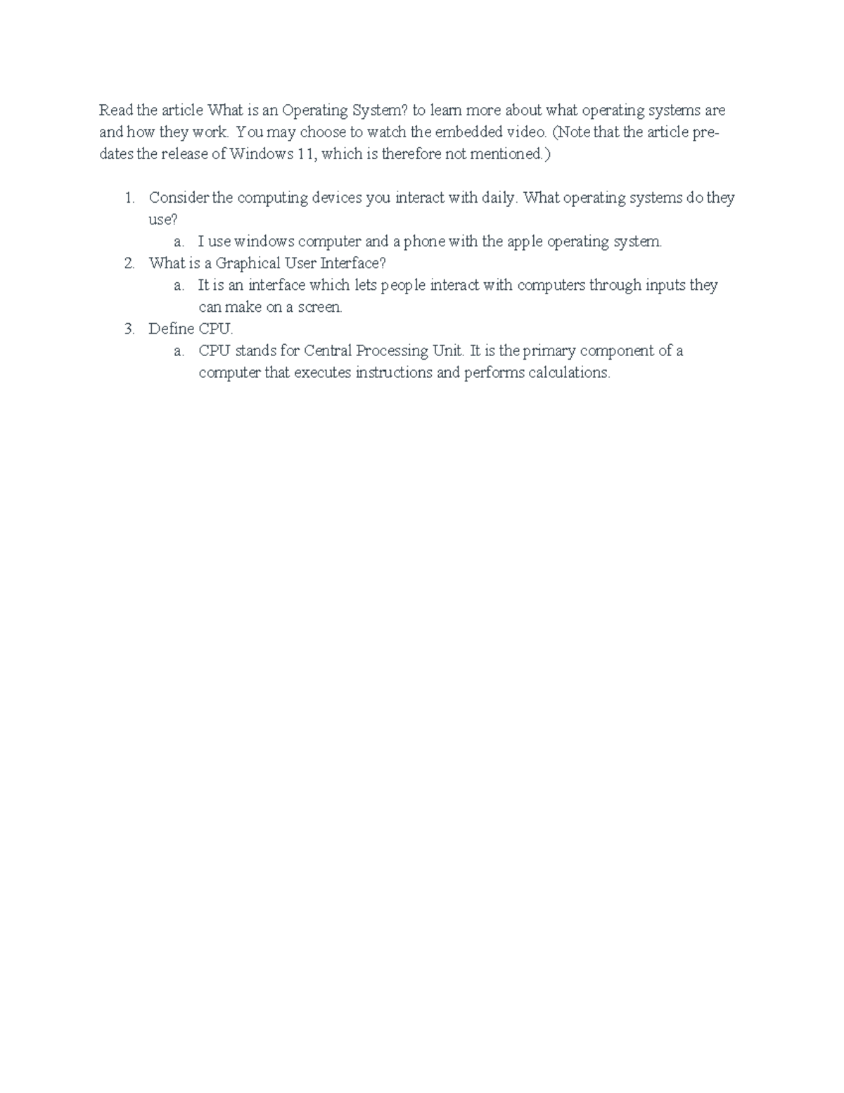3.2.3 Worksheet: Understanding Operating Systems and Their Functions ...