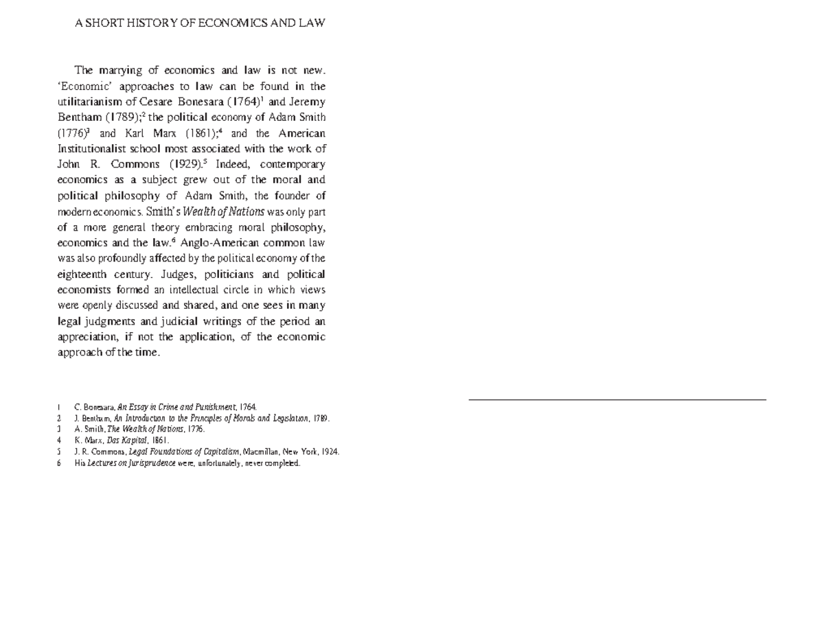 A Short History OF Economics AND LAW - A SHORT HISTORY OF ECONOMICS AND ...