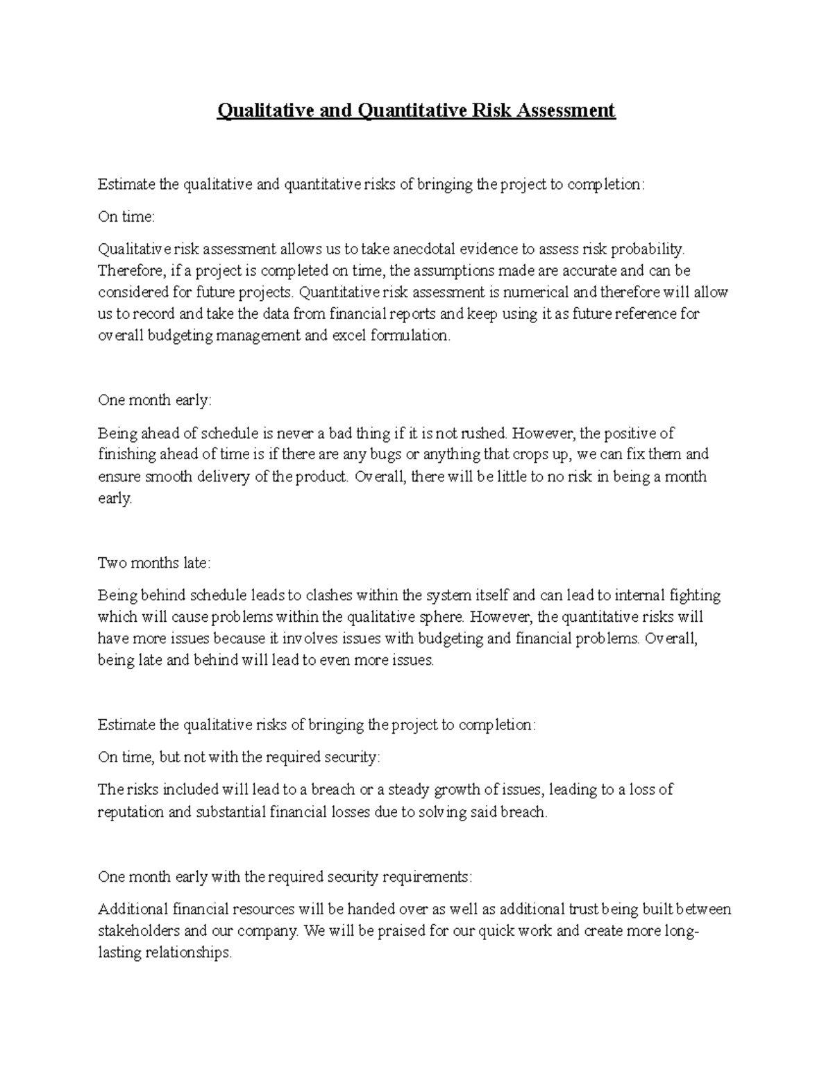 Qualitative & Quantitative Risk Assessment: Project Completion Insights ...