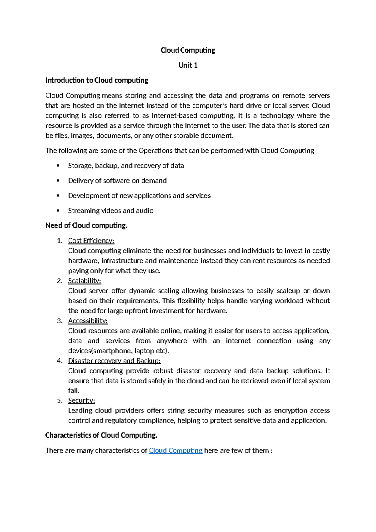 Cloud Computing - Cloud Computing Unit 1 Introduction to Cloud ...