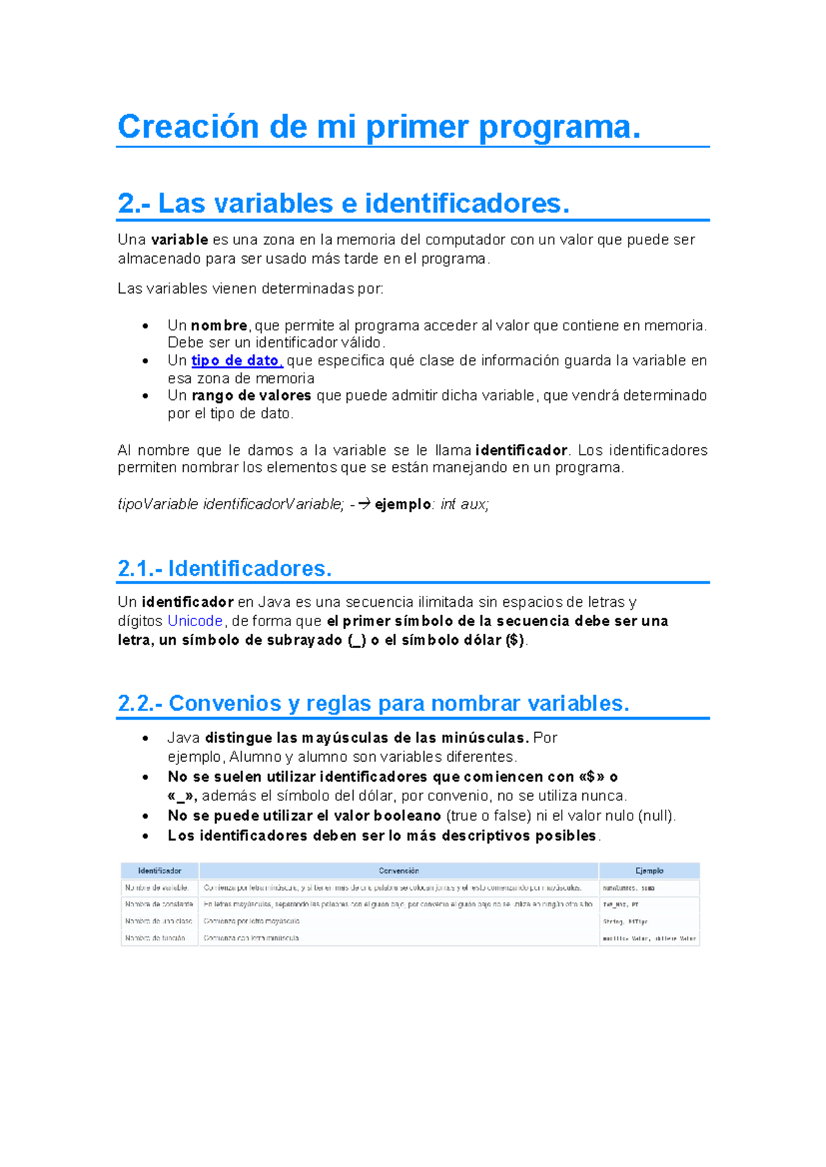 UNI2 Programacion - ....... - Creación de mi primer programa. 2.- Las ...