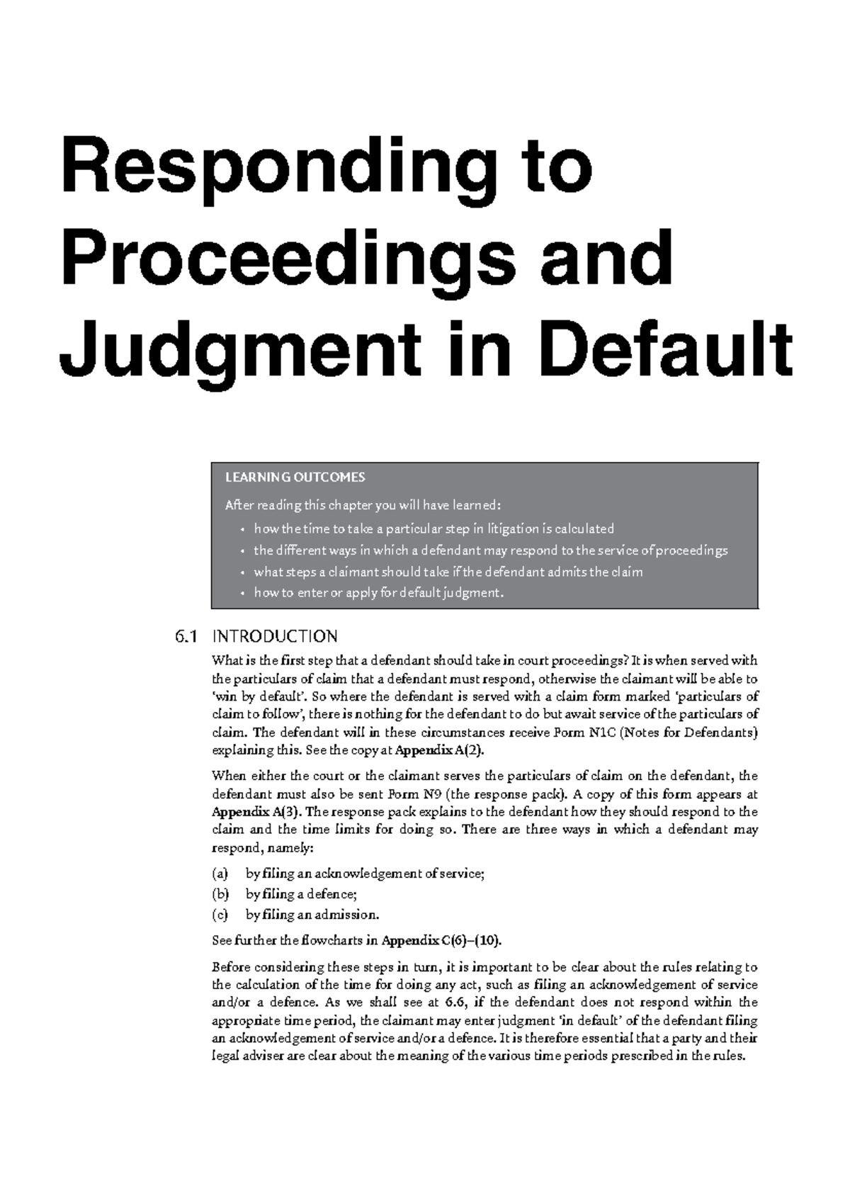Responding to Court Proceedings & Default Judgments – Chapter 6 - Studocu