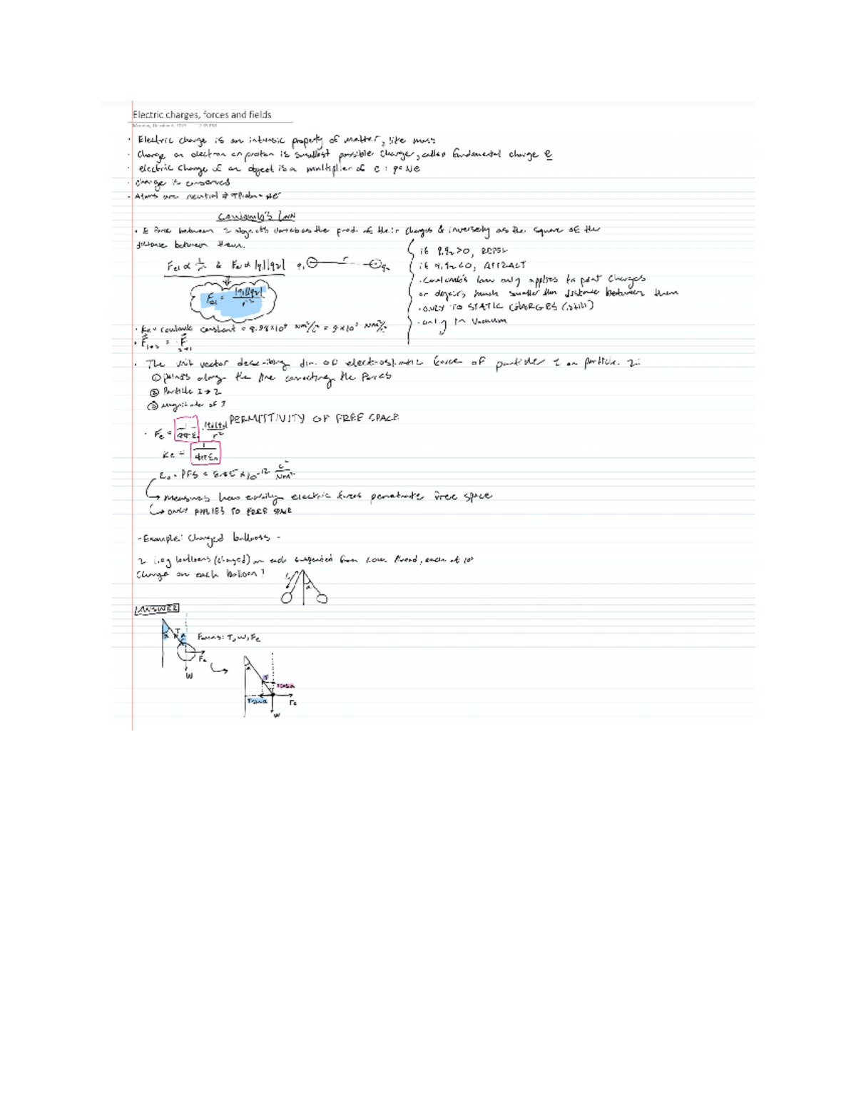 Electric Charges, Forces, and Fields - Lecture Notes - Studocu