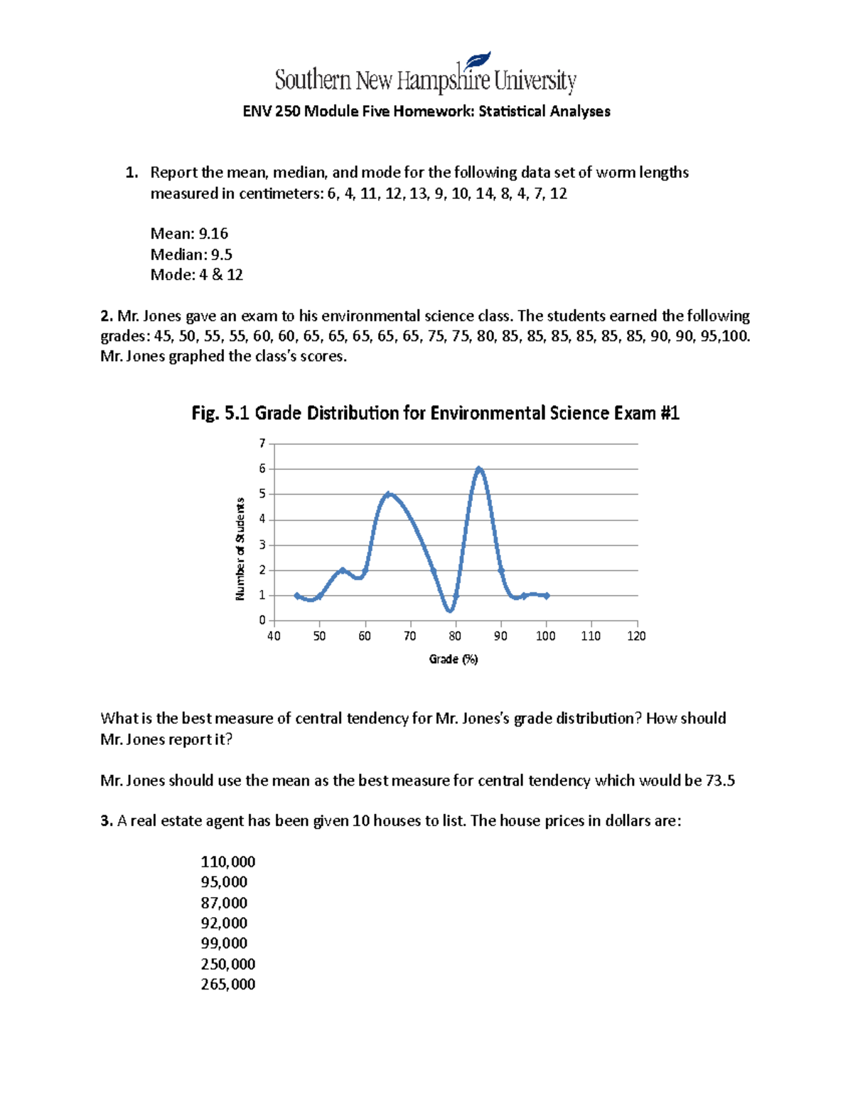 ENV-250 Module Five Homework: Statistical Analyses in Env. Science ...