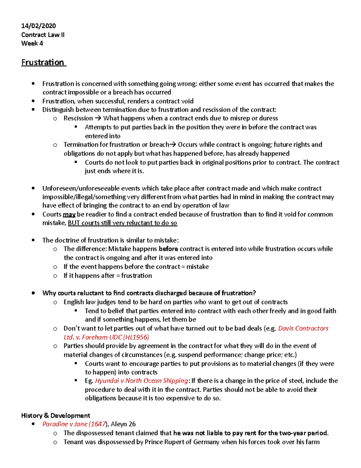 Frustration in Contract Law - 14/02/ Contract Law II Week 4 Frustraion ...