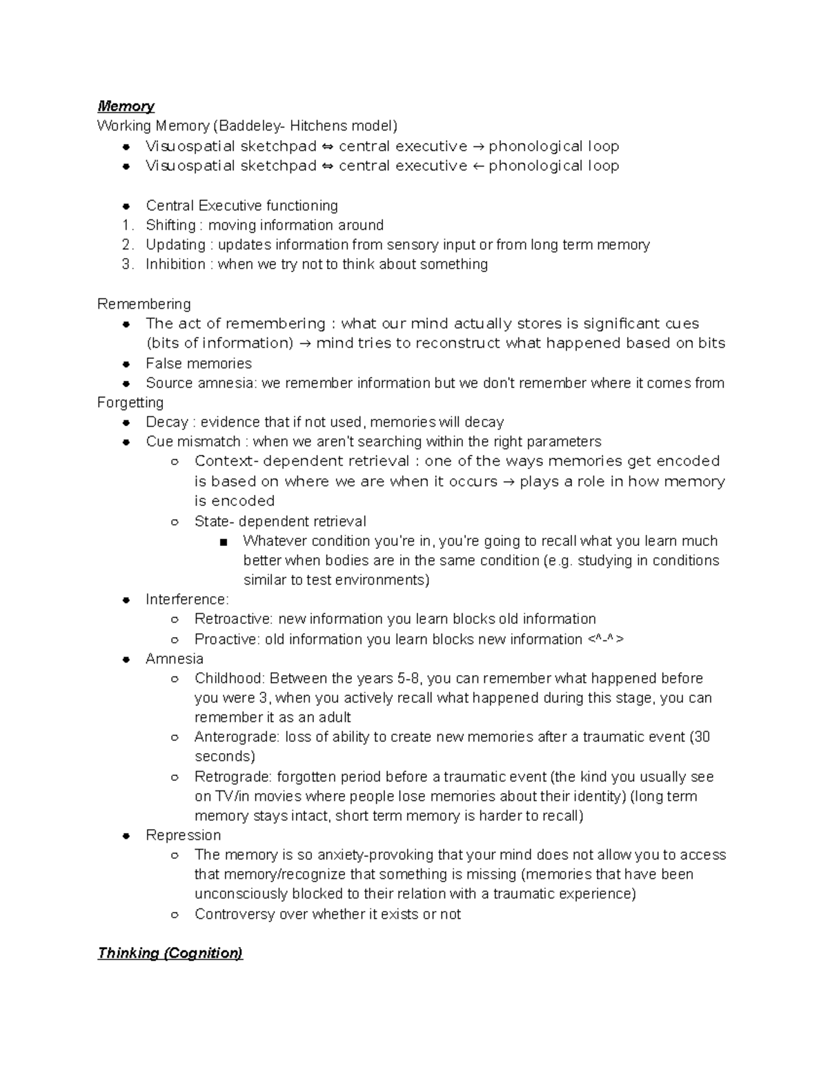 Psych 112 Lecture Notes: Memory & Cognition Concepts Overview - Studocu