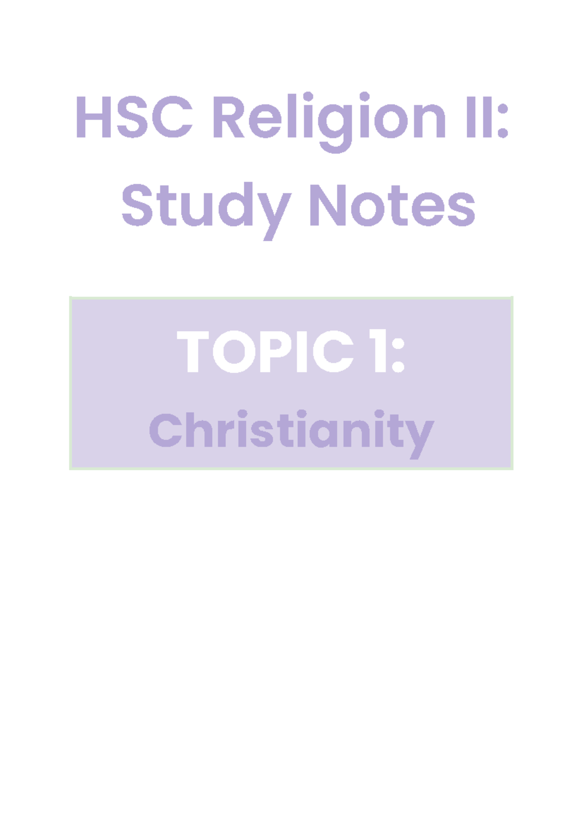 HSC Religion II: Study Notes on Christianity and Paul of Tarsus - Studocu