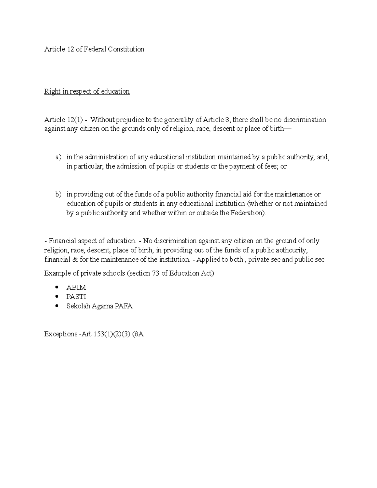 Article 12 and Article 13 - Article 12 of Federal Constitution Right in ...