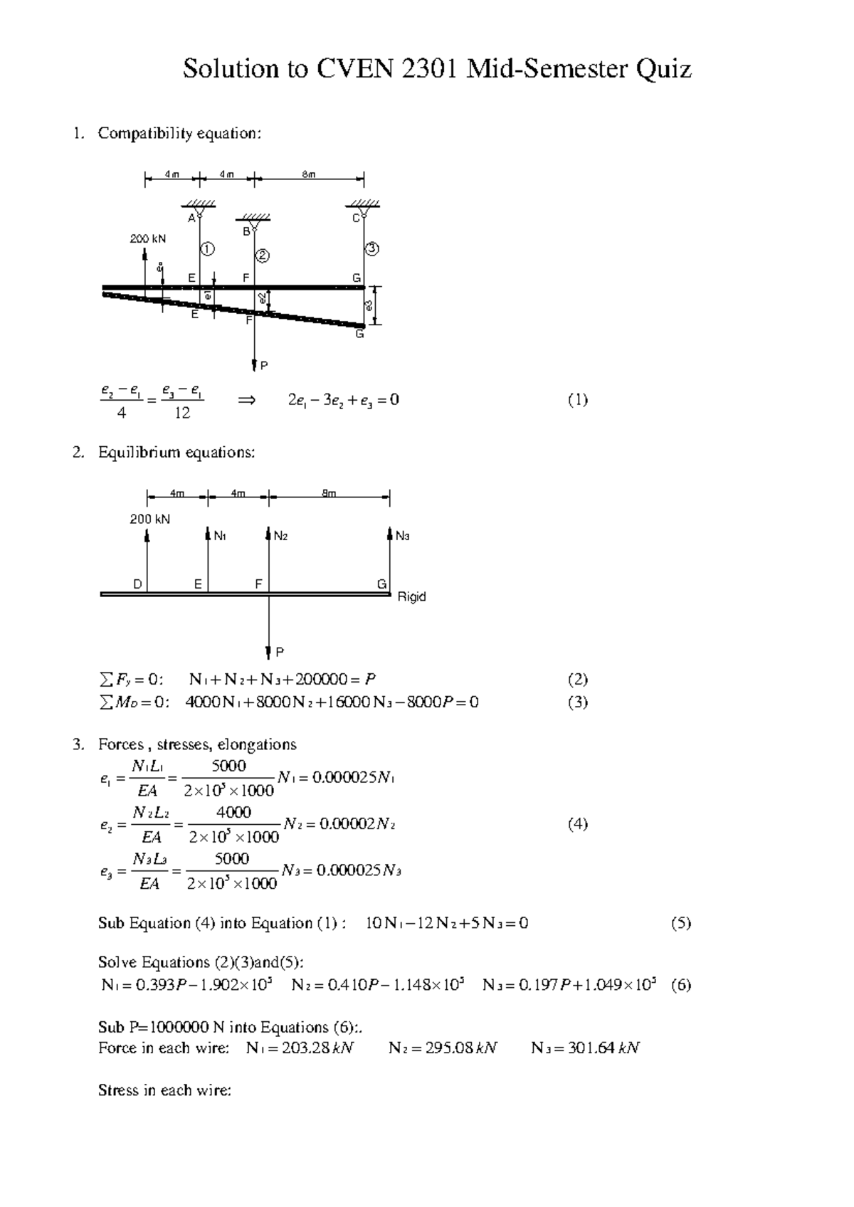 Solutions to CVEN 2301 Mid-Semester Quiz 2014: Detailed Explanations ...