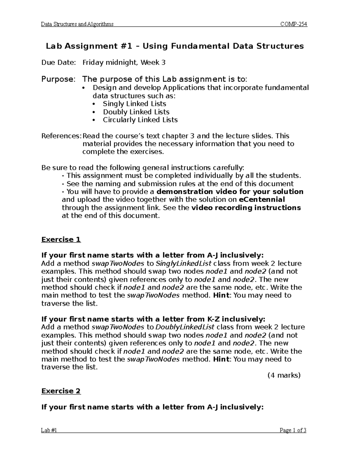 Lab Assignment 1 M23 Review Data Structures And Algorithms Comp