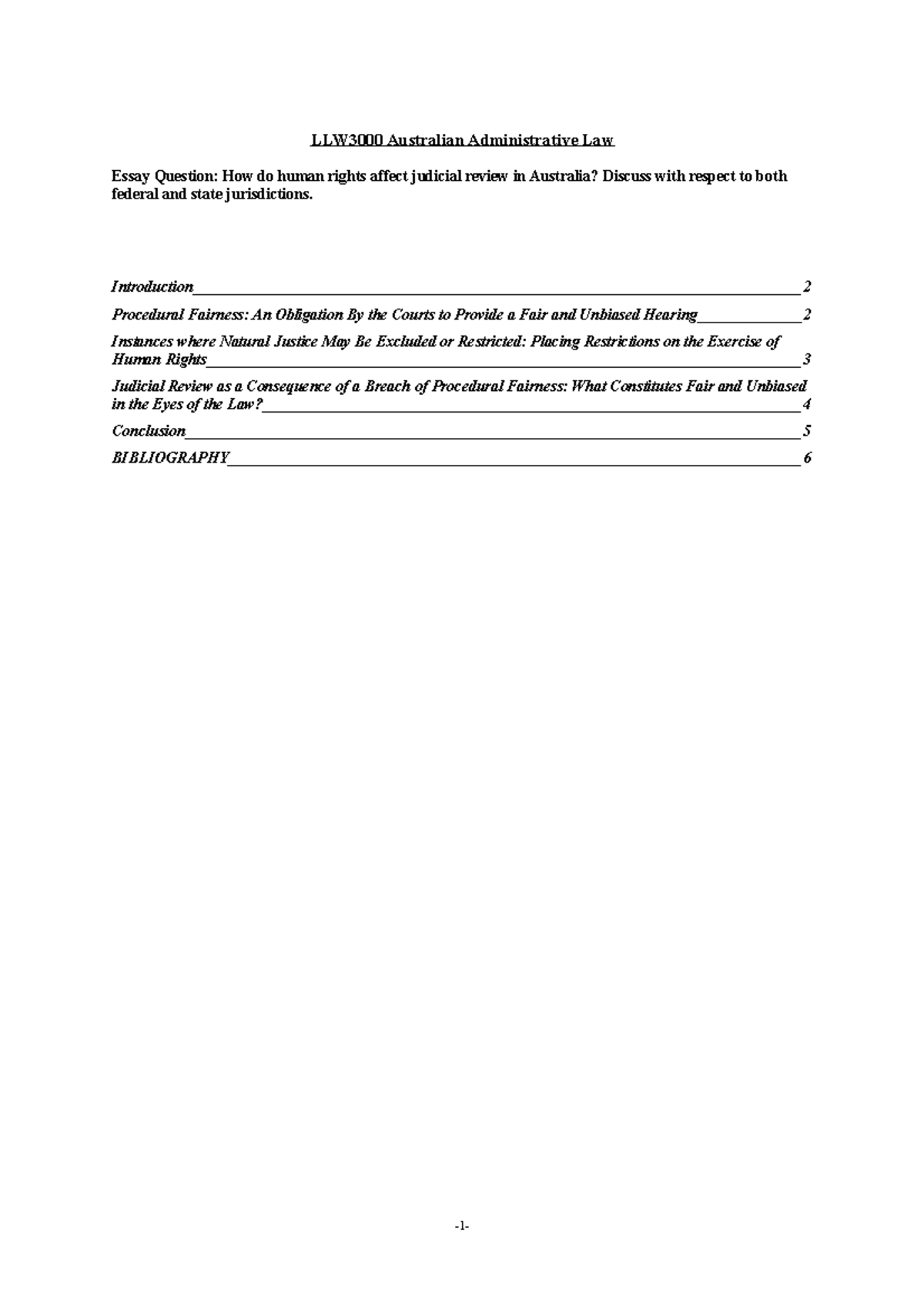 Assessment 3 - Human Rights and Judicial Review in Admin Law (LLW3000 ...