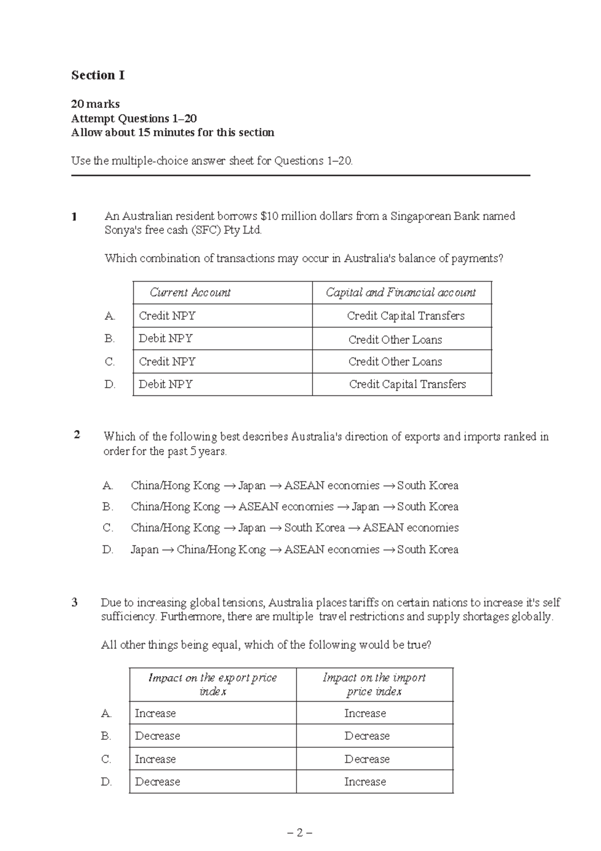 ECON 101 Final Exam: Balance of Payments Analysis and Impacts - Studocu