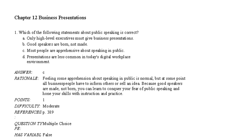 Chapter 12: Effective Business Presentations Strategies - Studocu