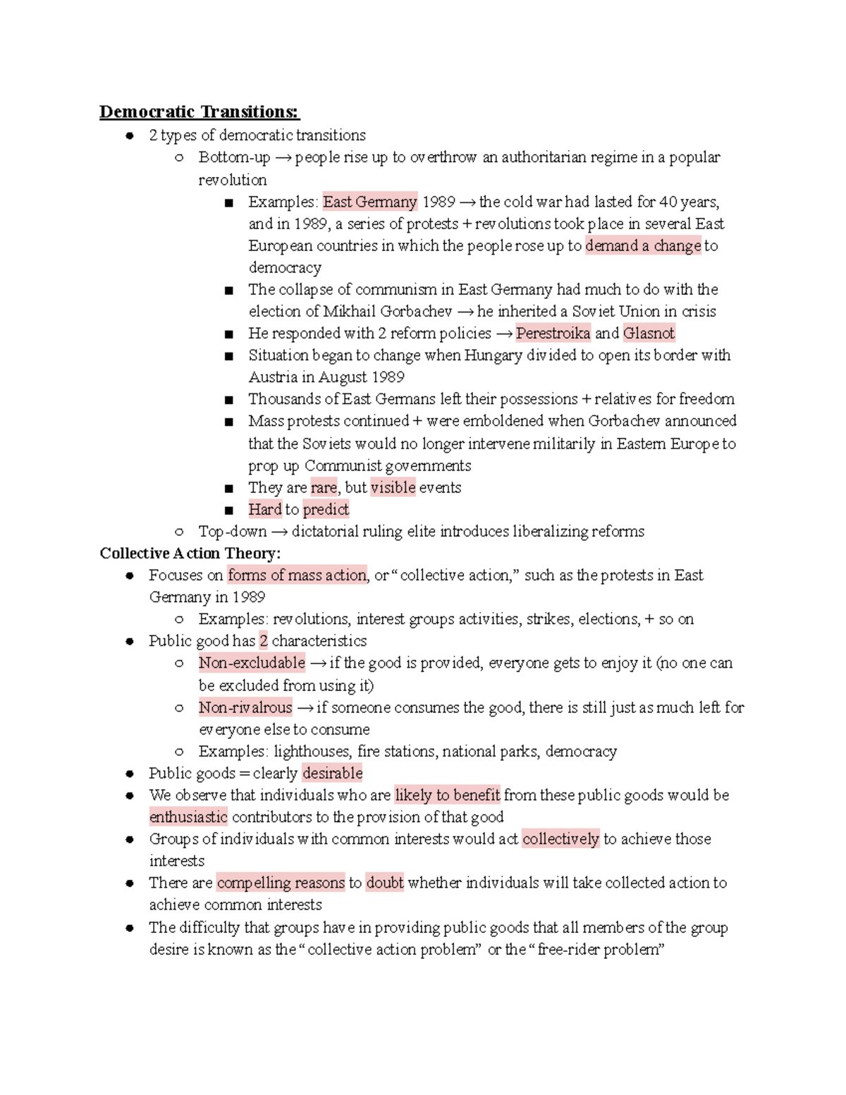 Comparative Politics: Democratic Transitions & Collective Action Theory ...