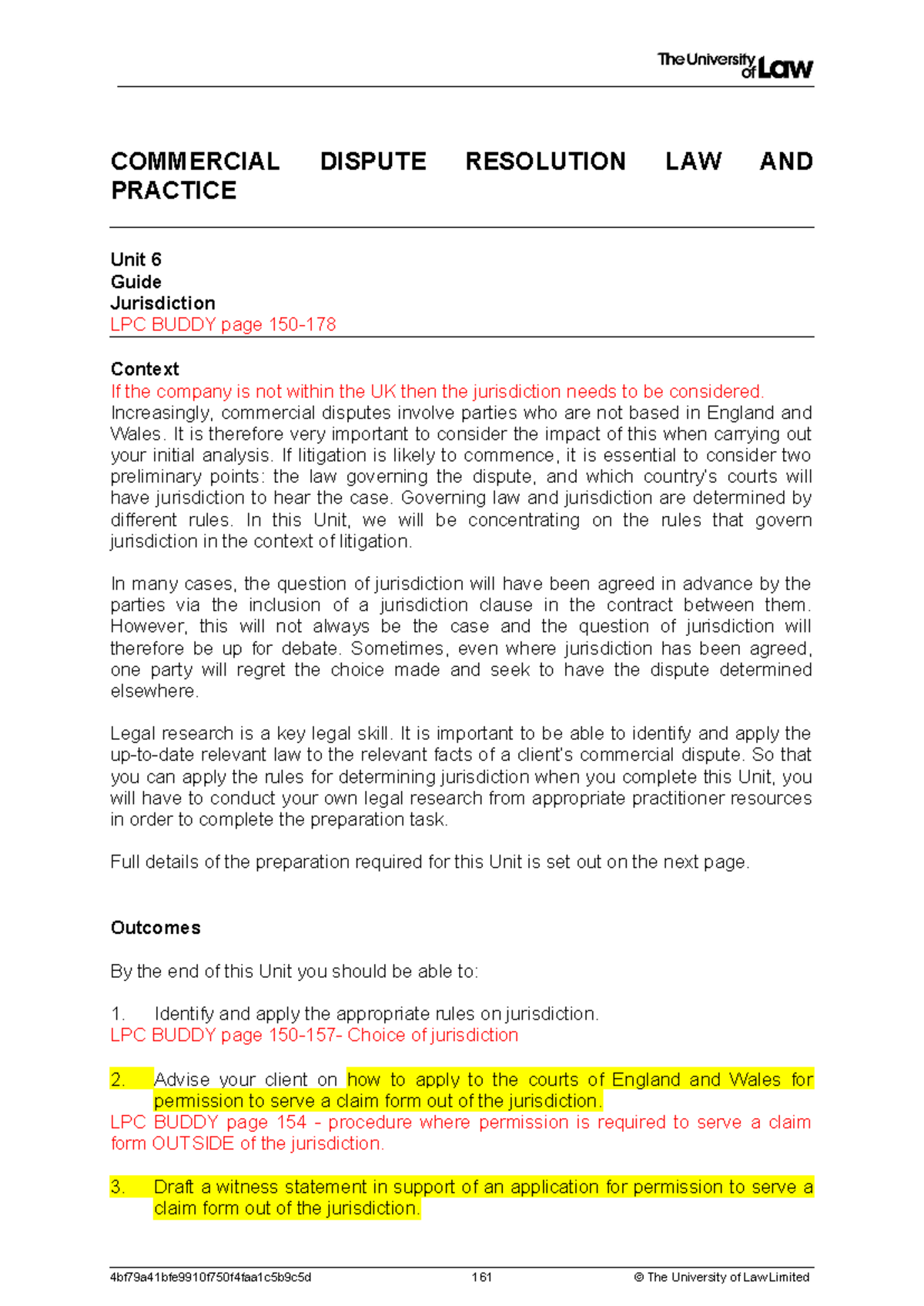 CDR WS6 jurisdiction - COMMERCIAL DISPUTE RESOLUTION LAW AND PRACTICE ...