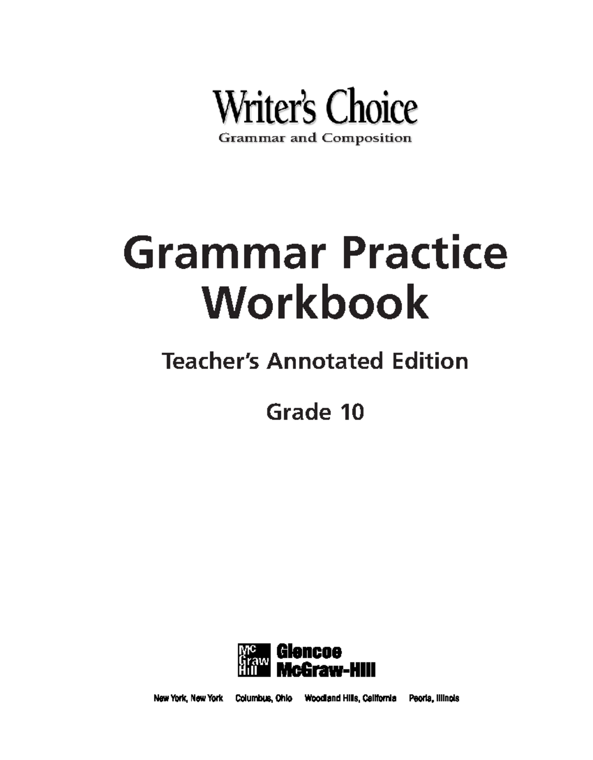 English Grammar Grade 10 with Answers - Grammar and Composition Grammar ...