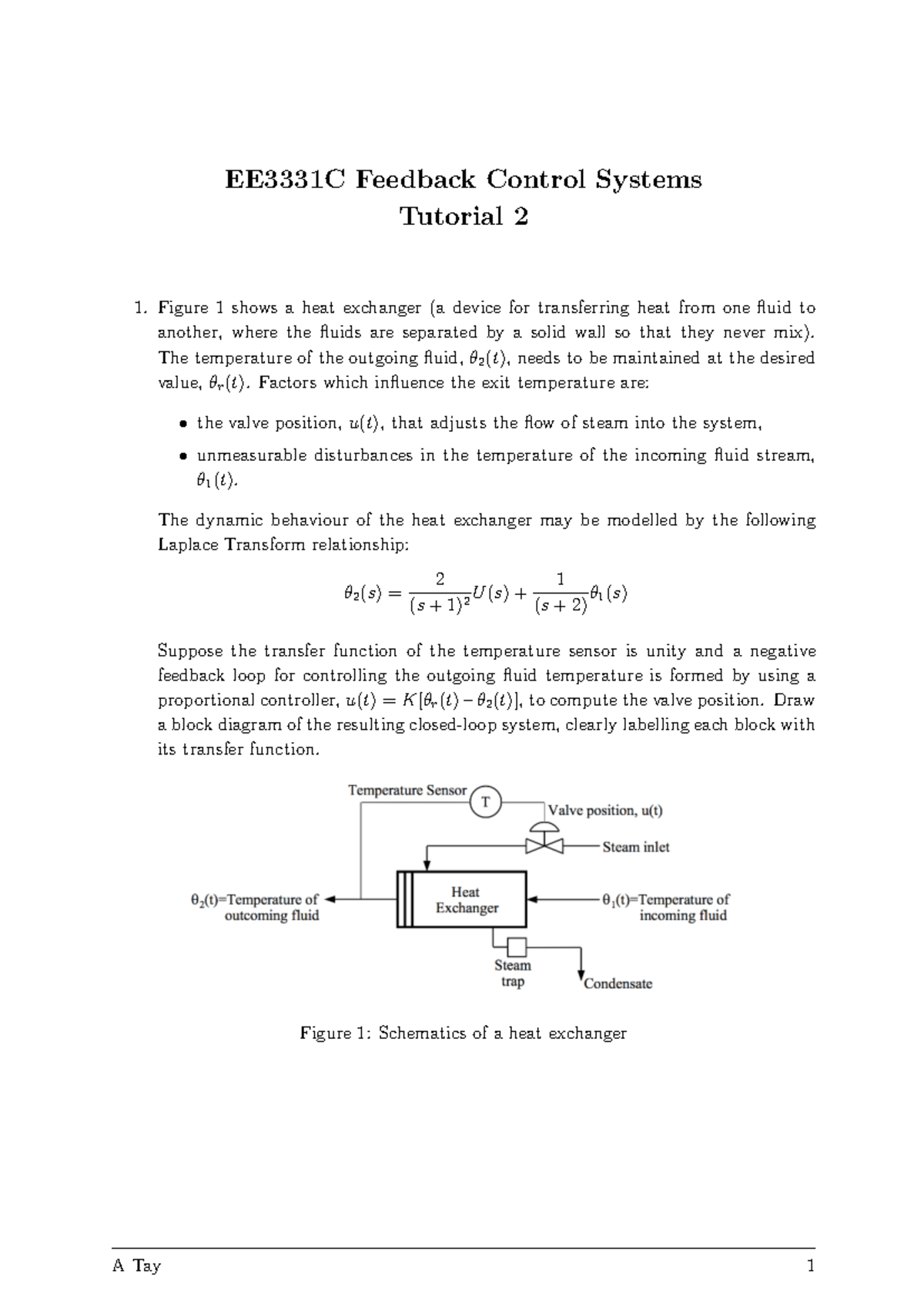 EE3331C Tutorial 2: Feedback Control Systems Analysis and Design - Studocu