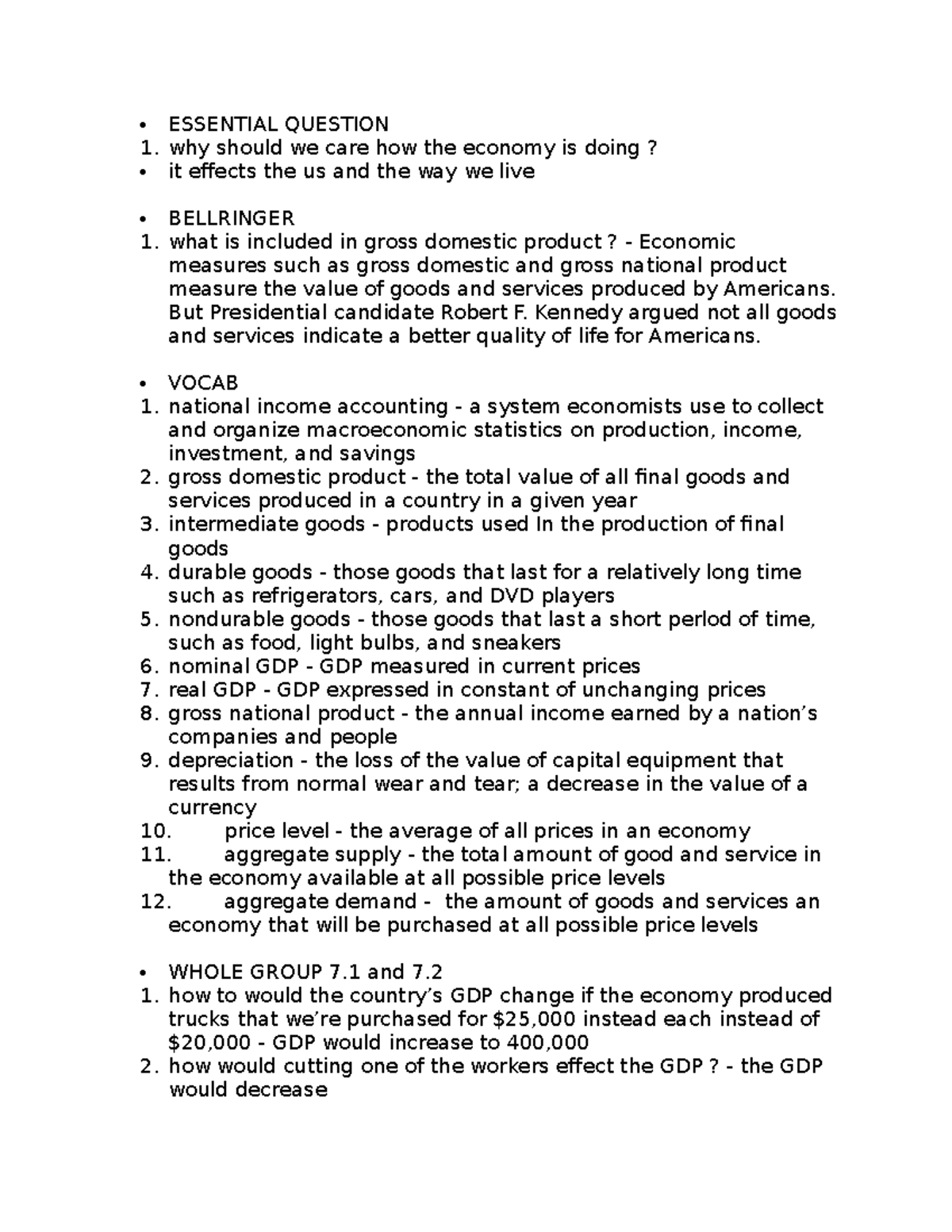 ECO 101 - Understanding GDP: Key Concepts and Economic Measures - Studocu