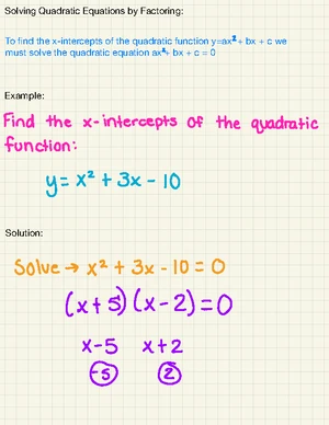 Quadratic Equations - Study Notes & Assignments - Studocu