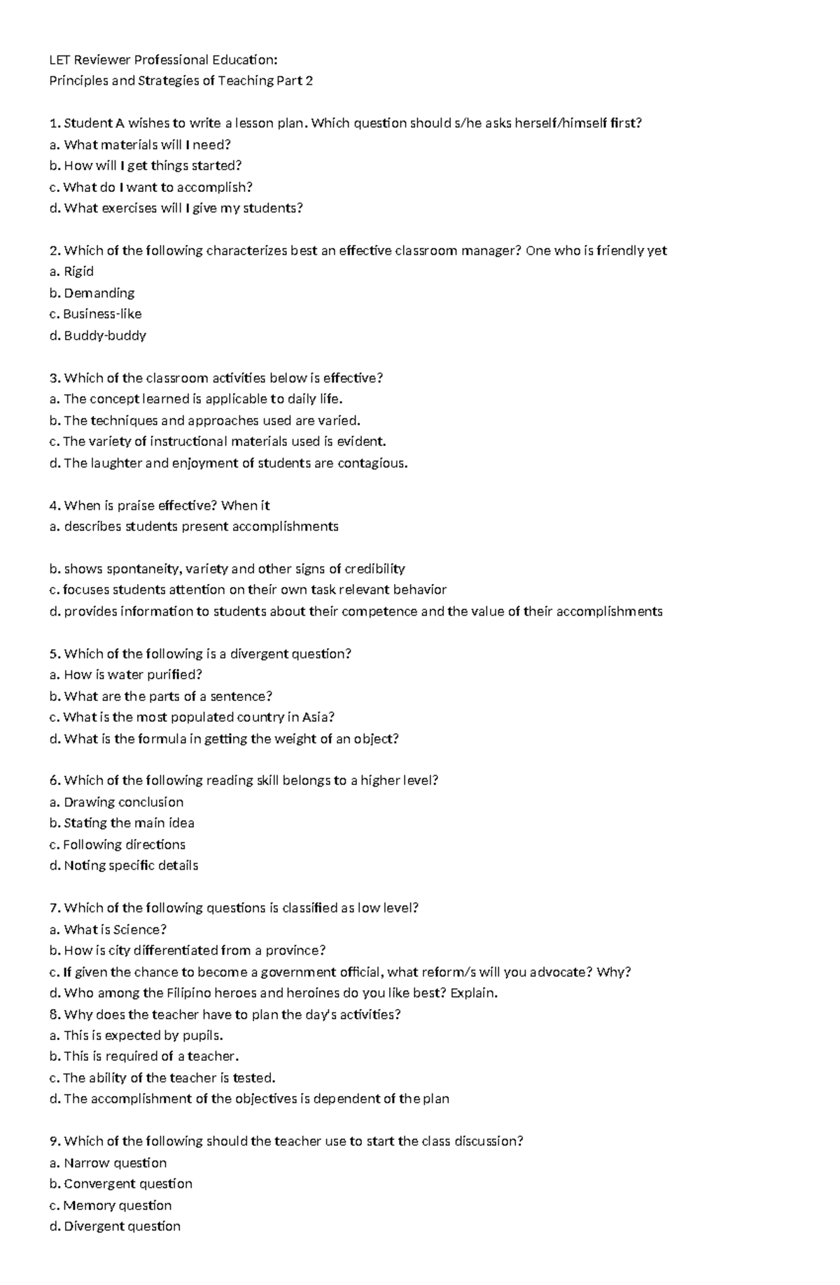 LET Reviewer Professional Education - LET Reviewer Professional ...