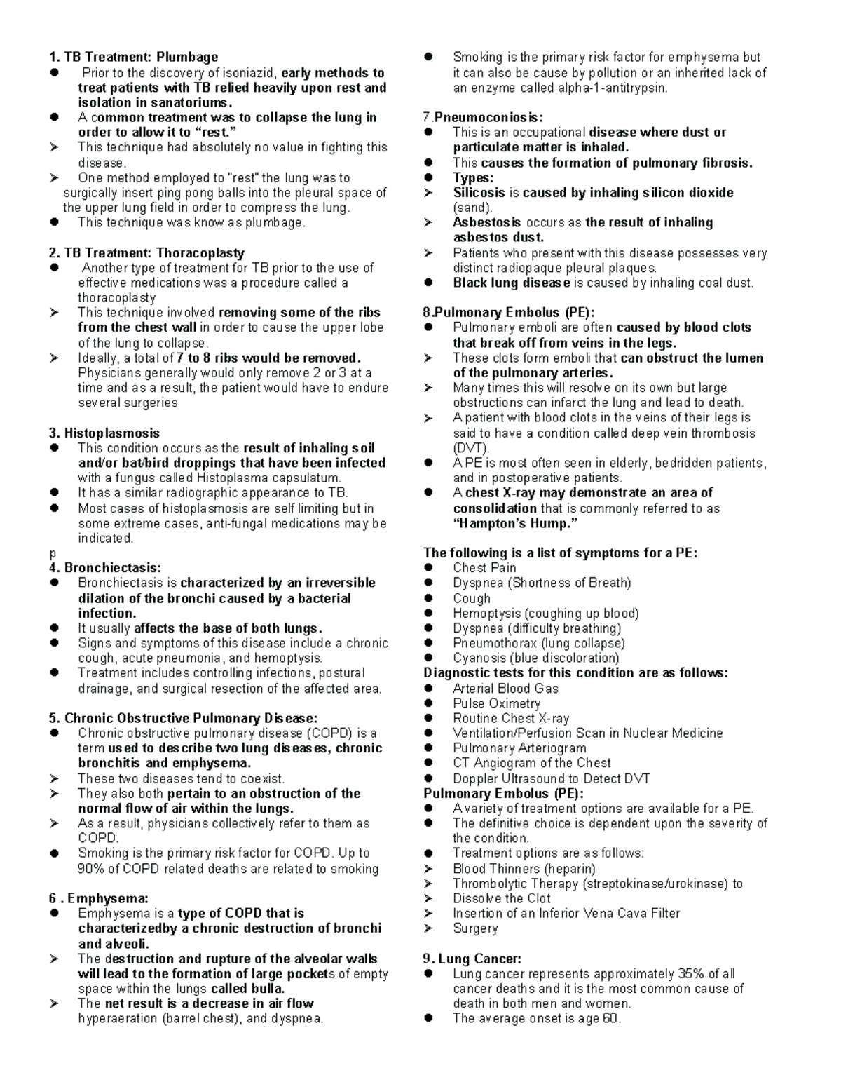 TB Treatment Techniques and Related Conditions: A Summary - Studocu