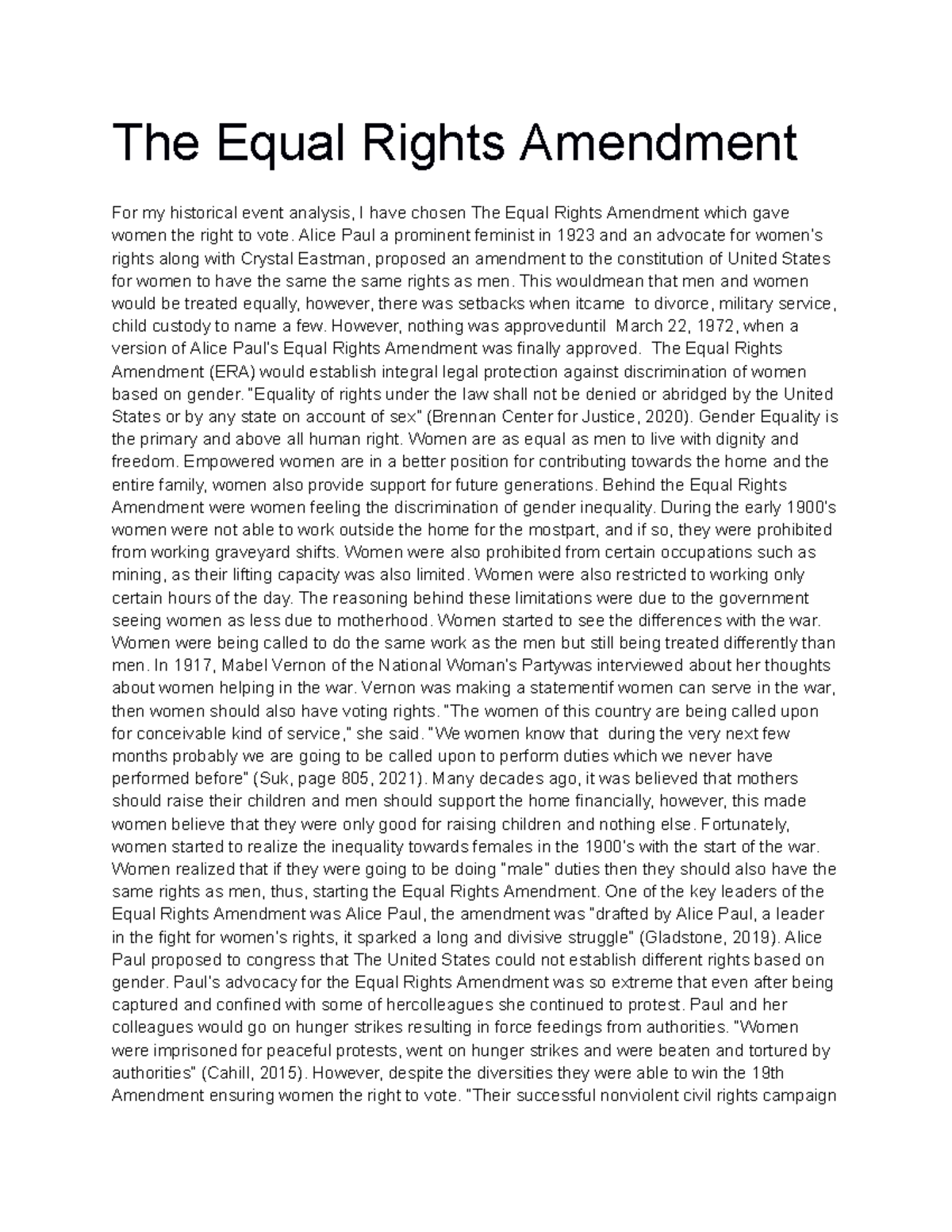 The Equal Rights Amendment: A Historical Analysis of Gender Equality ...