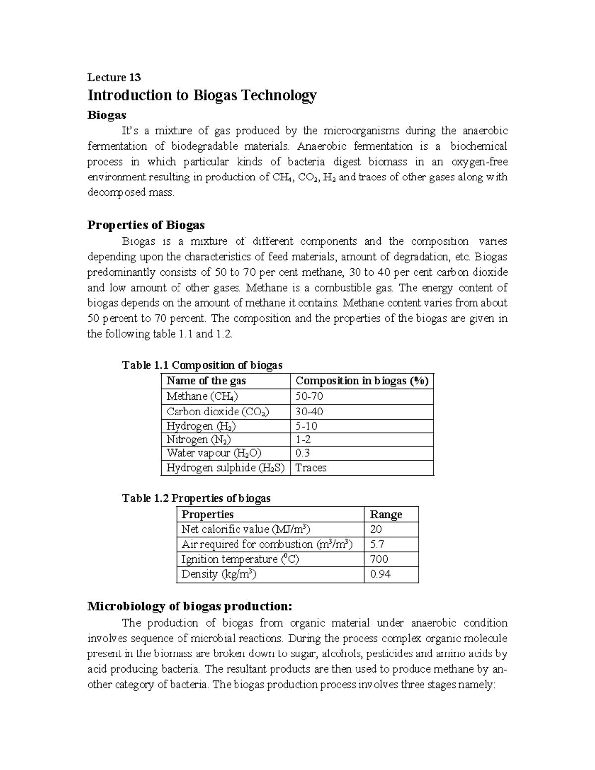 Biogas Technology Overview: Lecture Notes on Production & Uses - Studocu