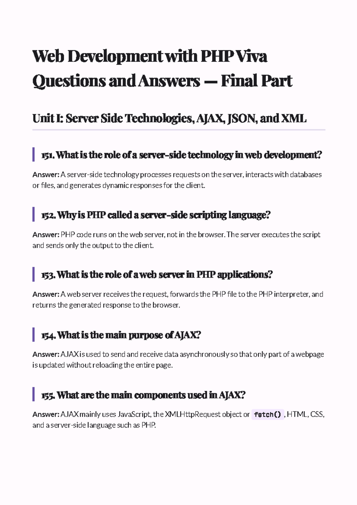 PHP Viva Questions & Answers - Final Part: Server-Side Tech, AJAX, JSON ...