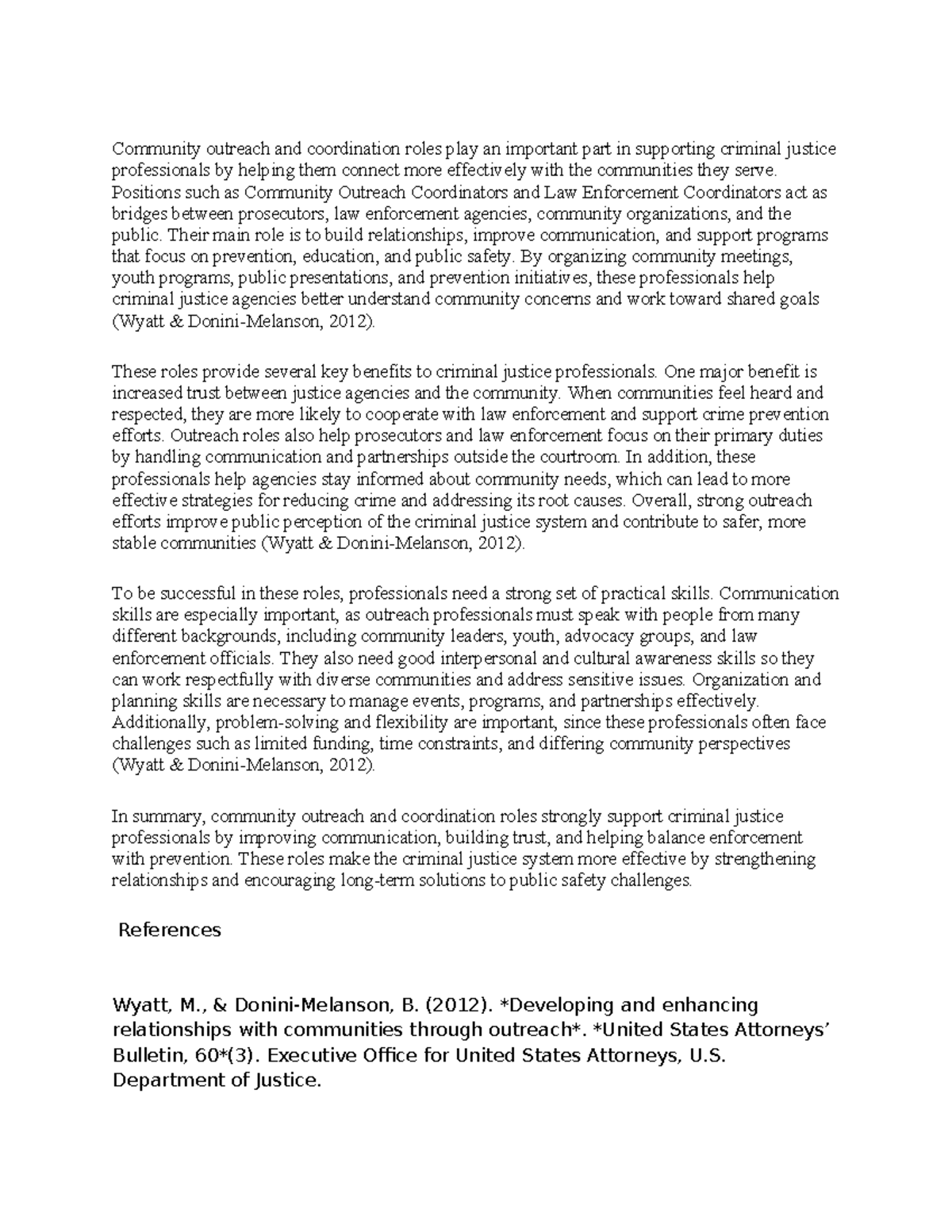 5-1 Journal: Community Outreach Roles in Criminal Justice Support - Studocu