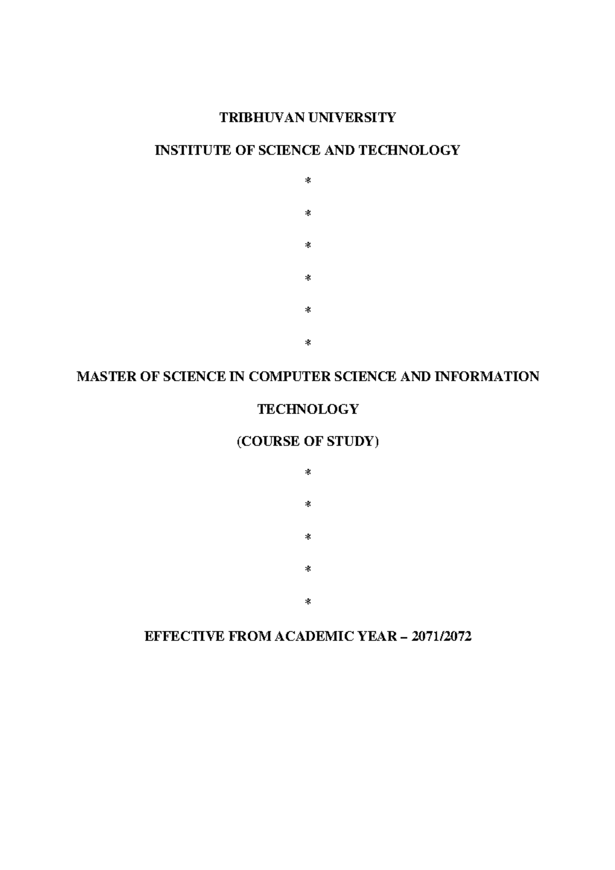M.Sc. CSIT Course Structure and Syllabus Overview (2014) - Studocu