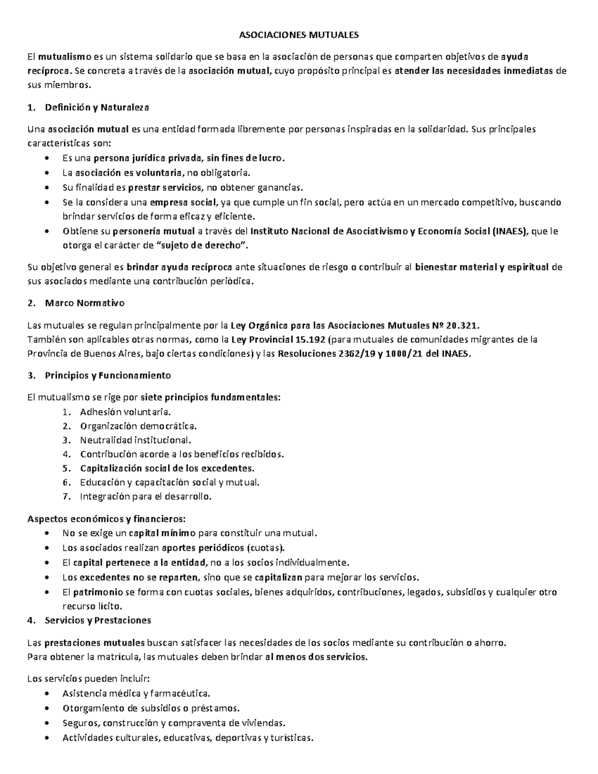 Resumen de Asociaciones Mutuales: Conceptos y Estructura - Studocu
