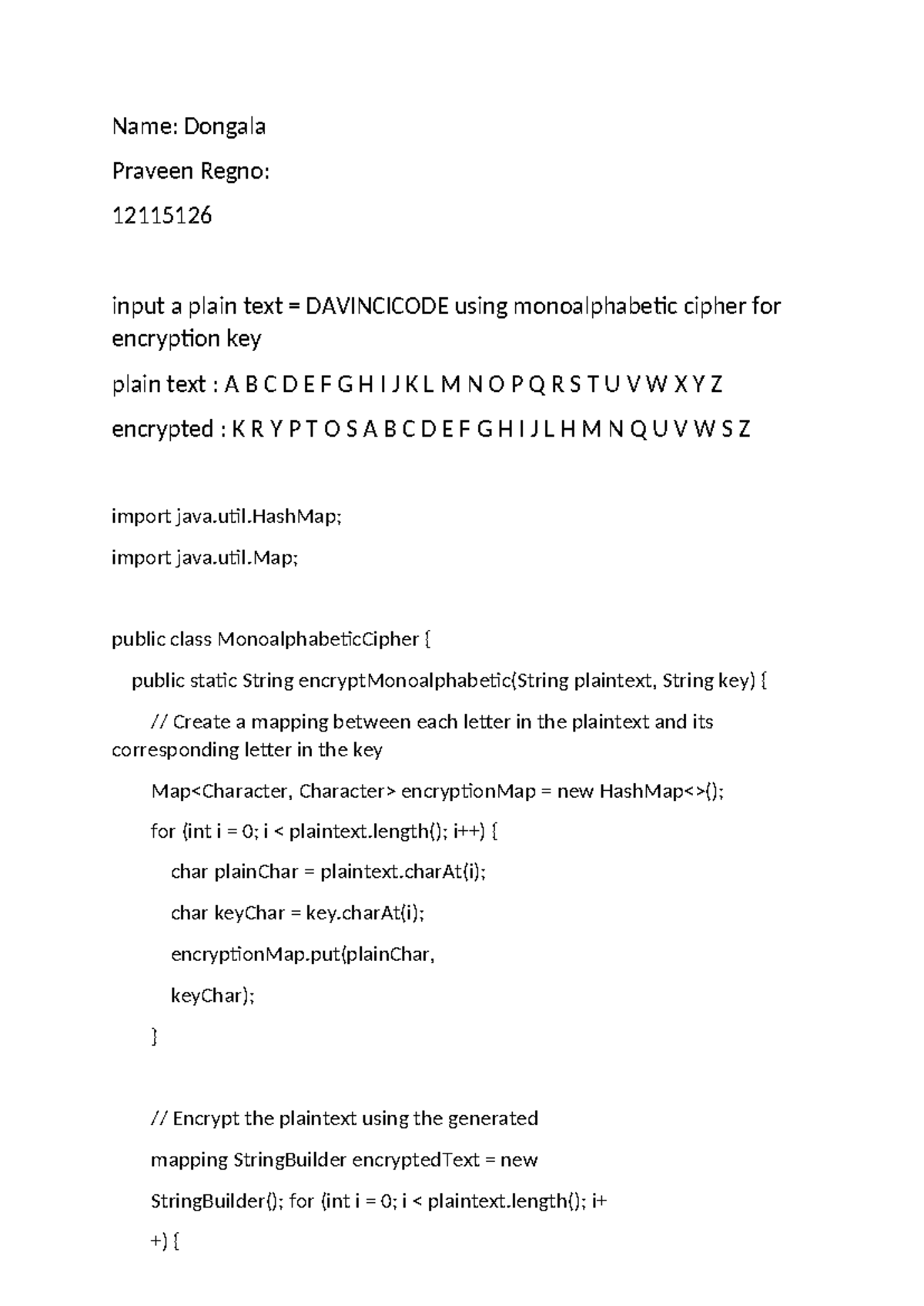 12115126 - Monoalphabetic Cipher Encryption Notes - Studocu