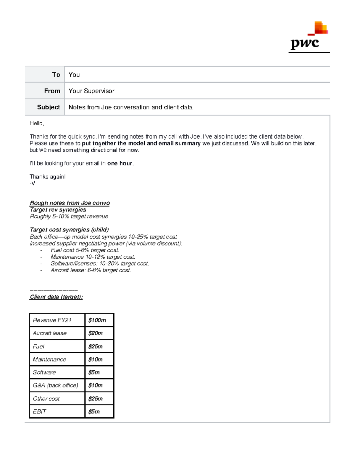 Resource Supervisor email - To You From Your Supervisor Subject Notes ...