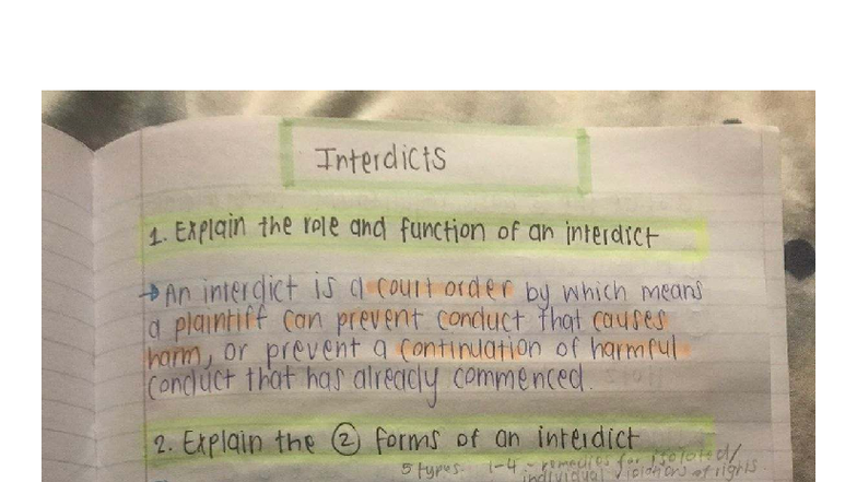 Interdicts: Understanding Their Role, Forms, and Requirements - Studocu
