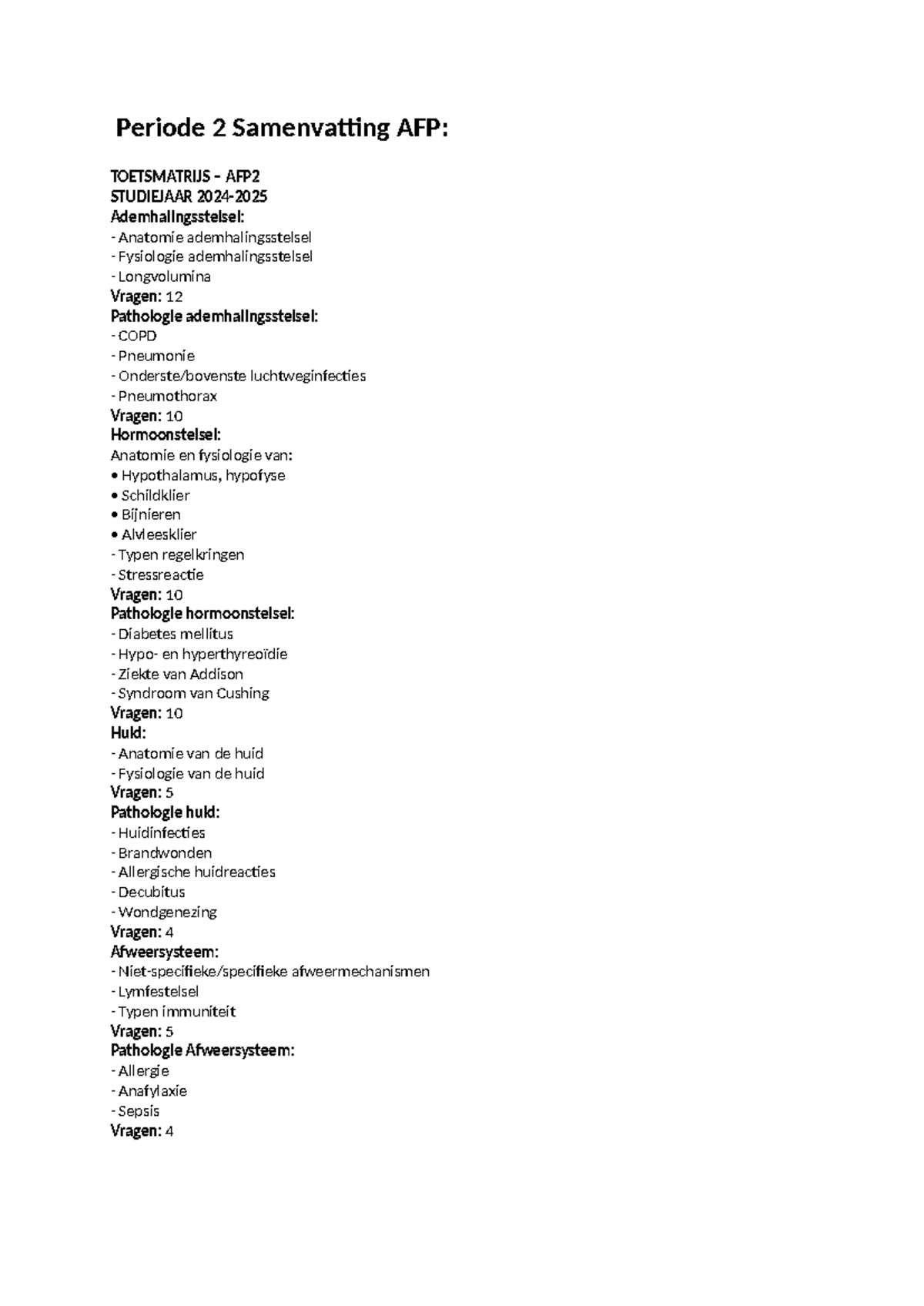 Samenvatting Anatomie en Fysiologie van het Ademhalingsstelsel AFP2 ...
