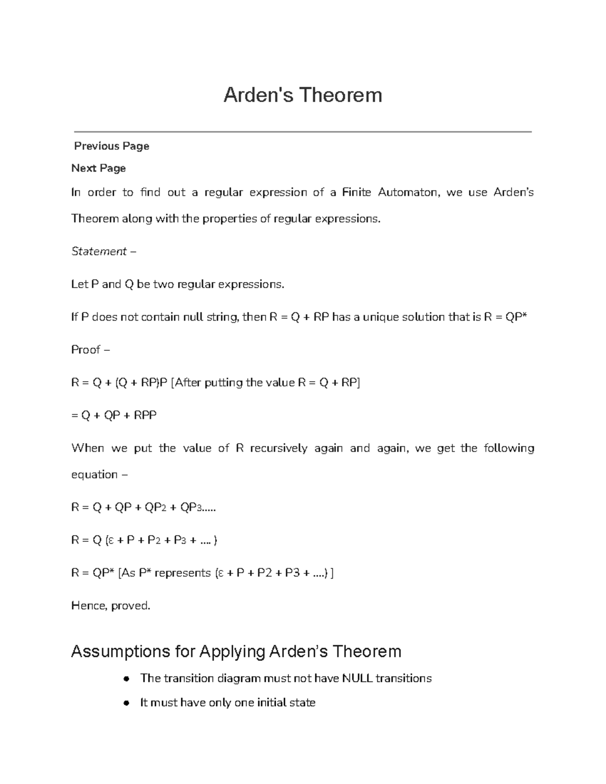 Arden's Theorem and Regular Expressions - Question BANK – 2(Part 05 ...
