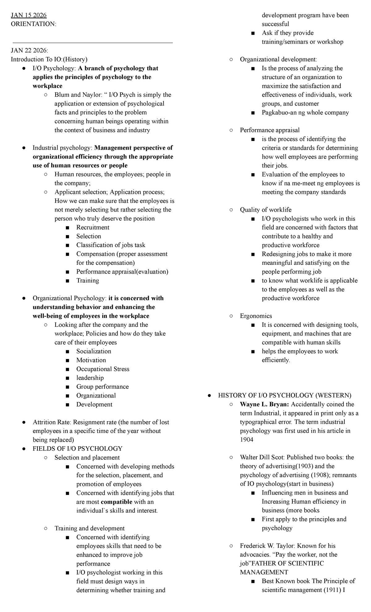 IO Psychology Overview: History, Concepts, and Practices - Studocu